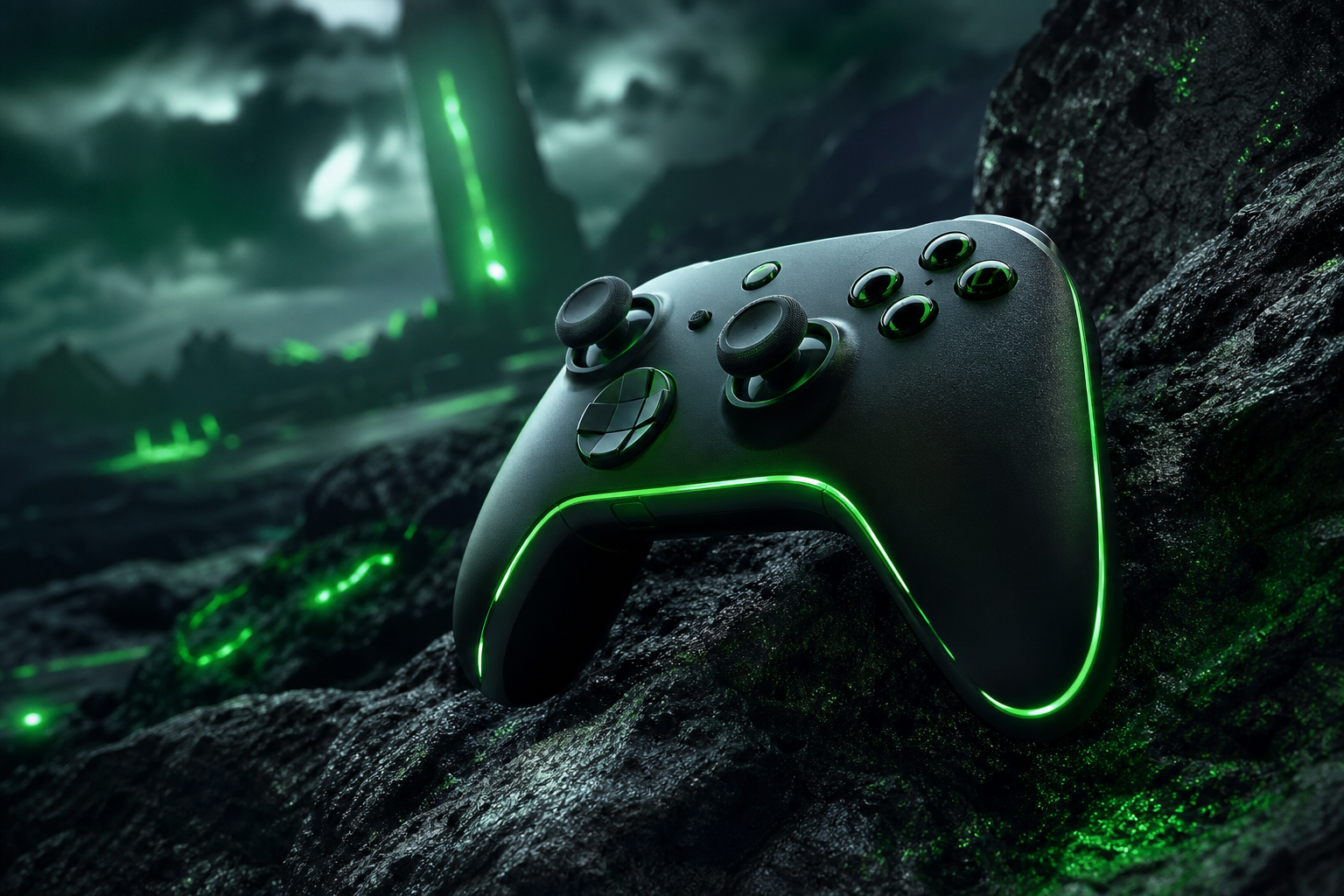 Gaming Controller On Dark Neon Background Gaming Wallpaper  20 4K