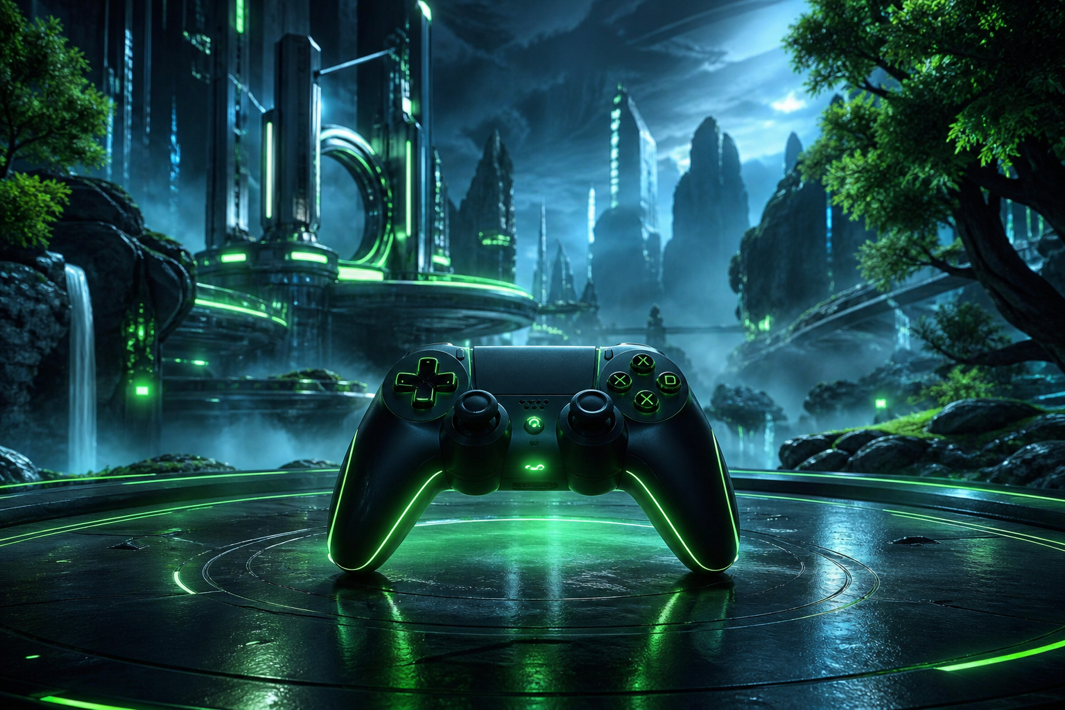 Gaming Controller On Dark Neon Background Gaming Wallpaper  20 4K