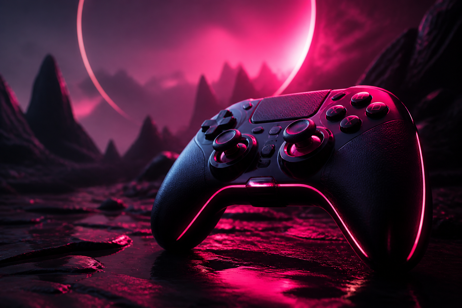 Gaming Controller On Dark Neon Background Gaming Wallpaper  20 4K