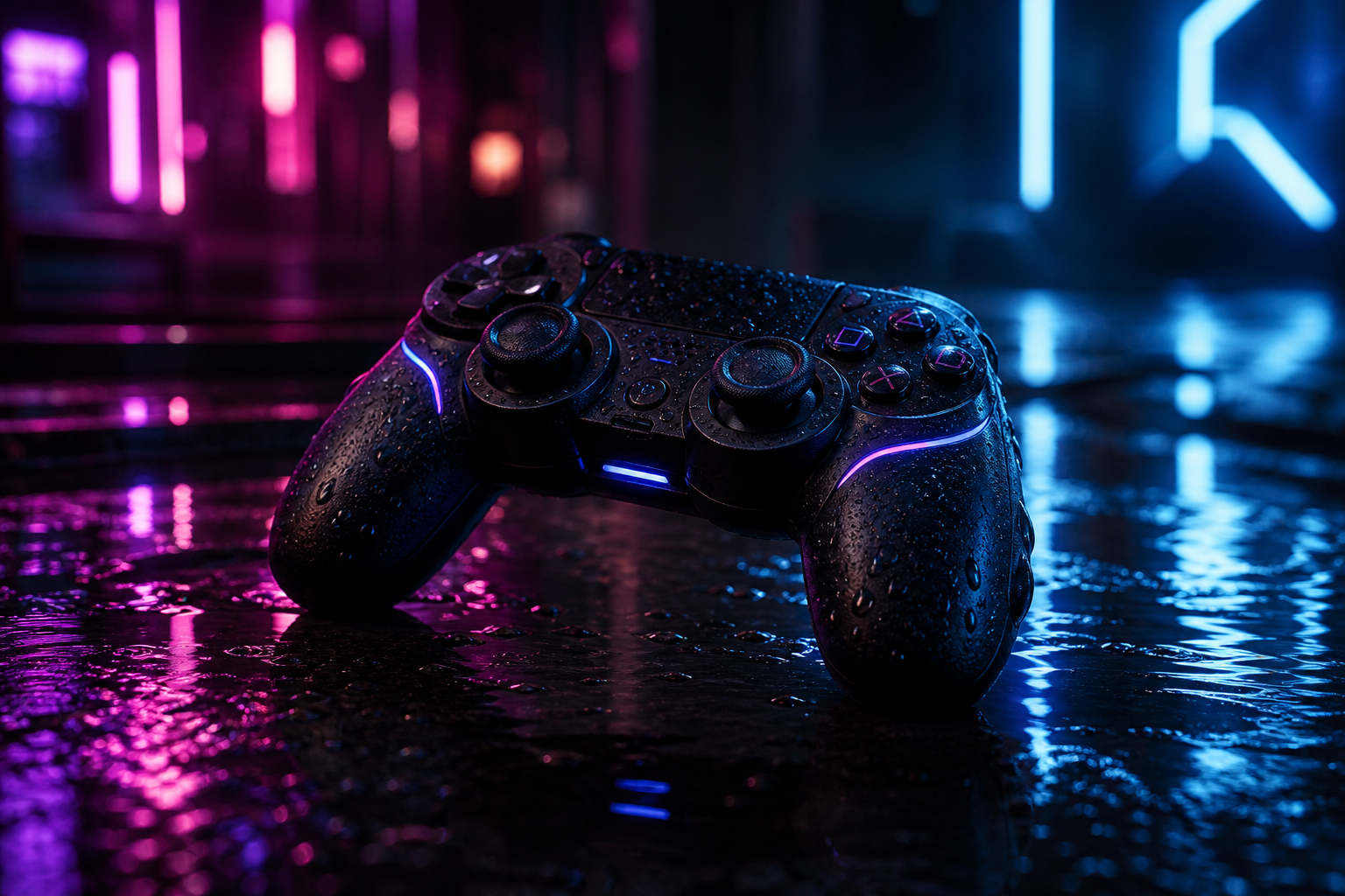 Gaming Controller On Dark Neon Background Gaming Wallpaper  20 4K
