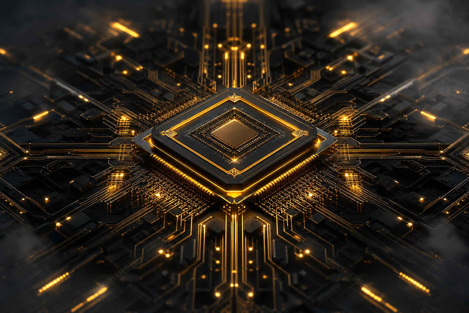Glowing Microchip On Dark PCB Electronics Wallpaper  2 4K