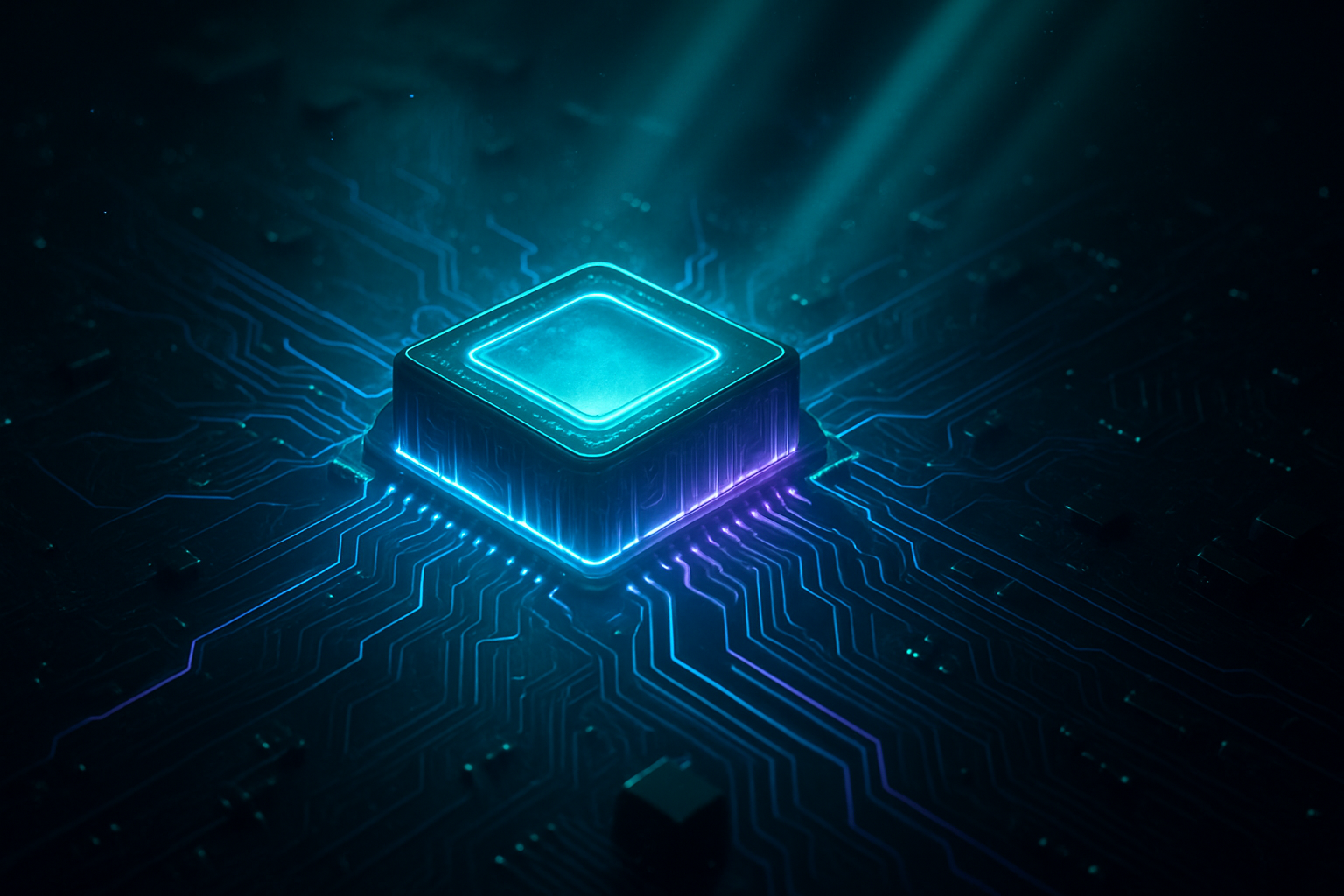 Glowing Microchip On Dark PCB Electronics Wallpaper 2 4K 4K Electronics Wallpaper
