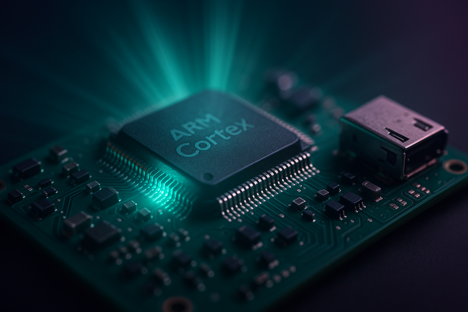 Glowing Microchip On Dark PCB Electronics Wallpaper  2 4K