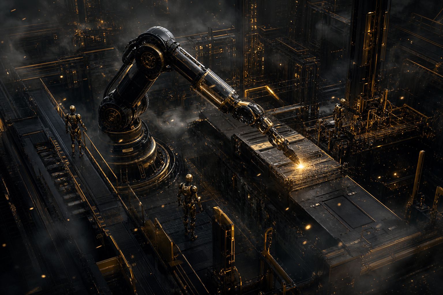 Industrial Robot Arm In Smart Factory Robots Wallpaper  4 4K