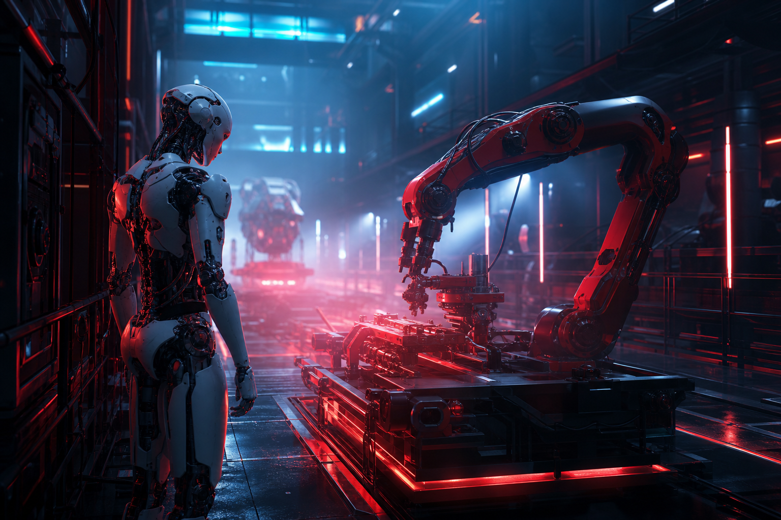Industrial Robot Arm In Smart Factory Robots Wallpaper  4 4K