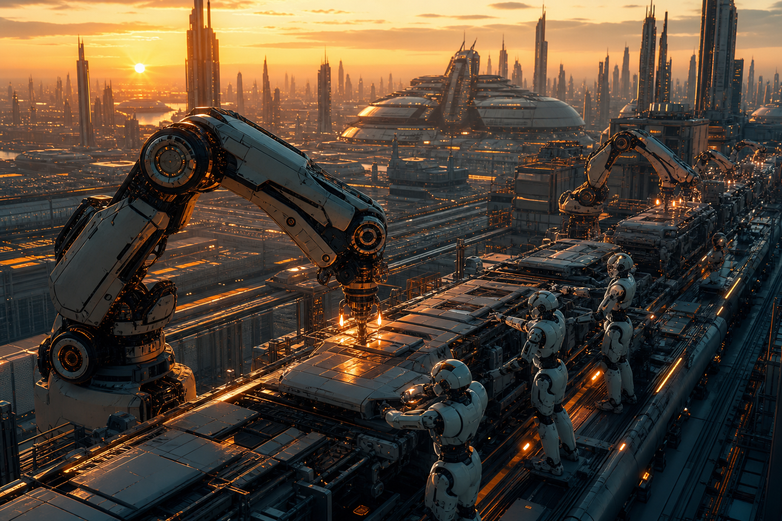 Industrial Robot Arm In Smart Factory Robots Wallpaper  4 4K