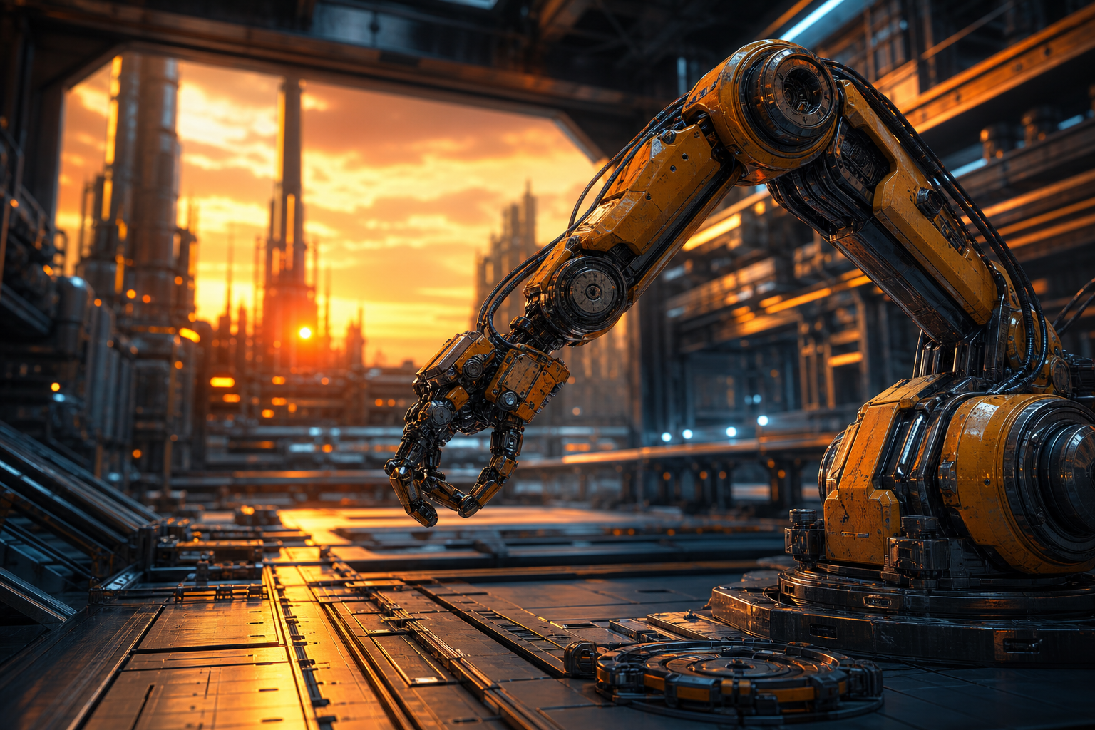 Industrial Robot Arm In Smart Factory Robots Wallpaper  4 4K
