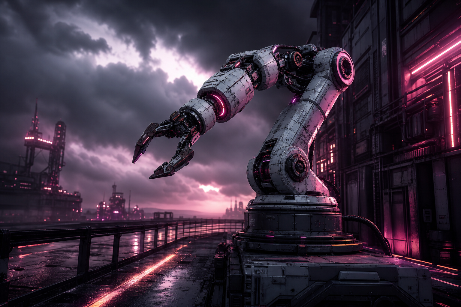 Industrial Robot Arm In Smart Factory Robots Wallpaper  4 4K
