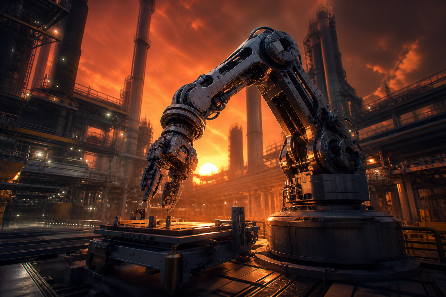 Industrial Robot Arm In Smart Factory Robots Wallpaper  4 4K