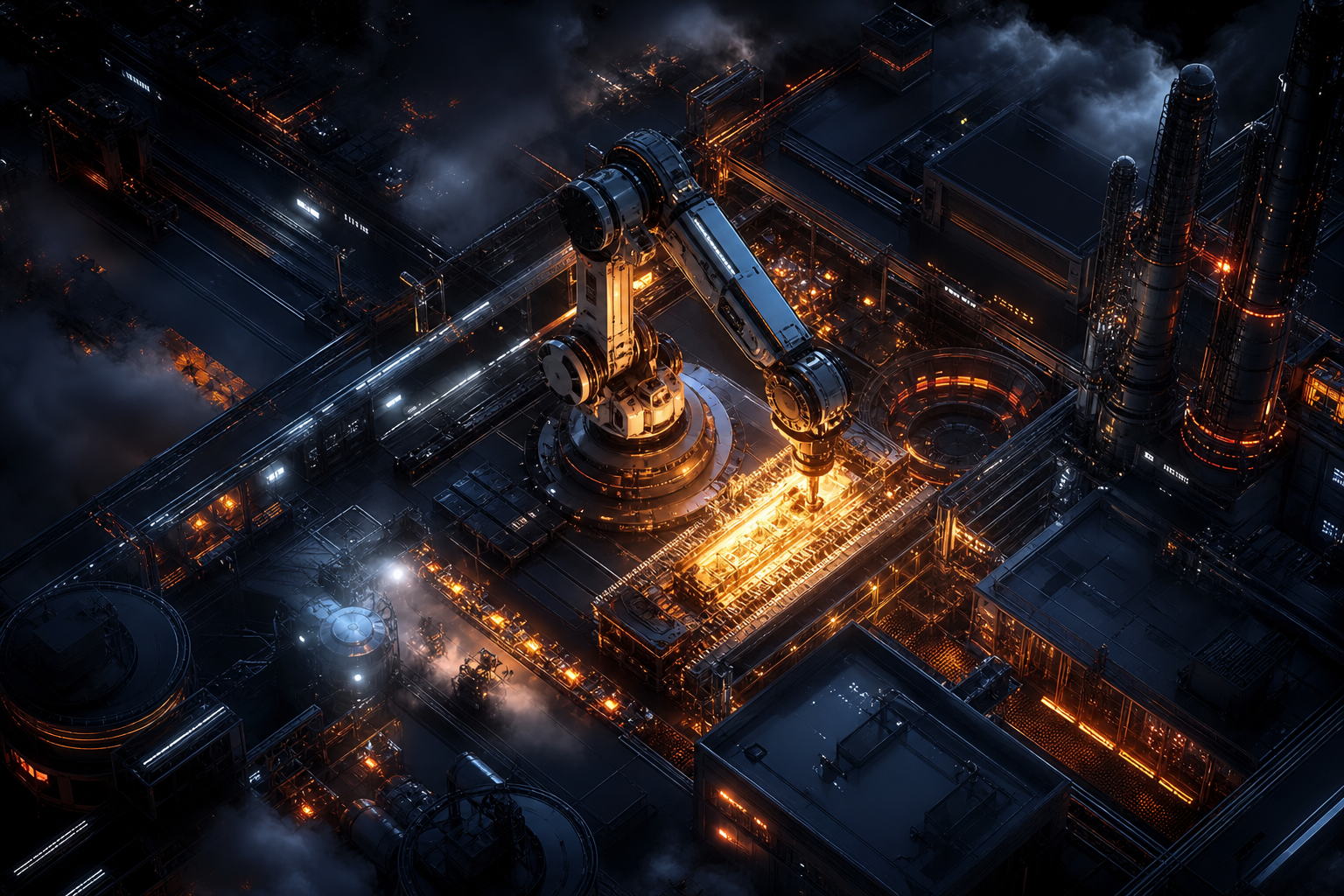 Industrial Robot Arm In Smart Factory Robots Wallpaper  4 4K