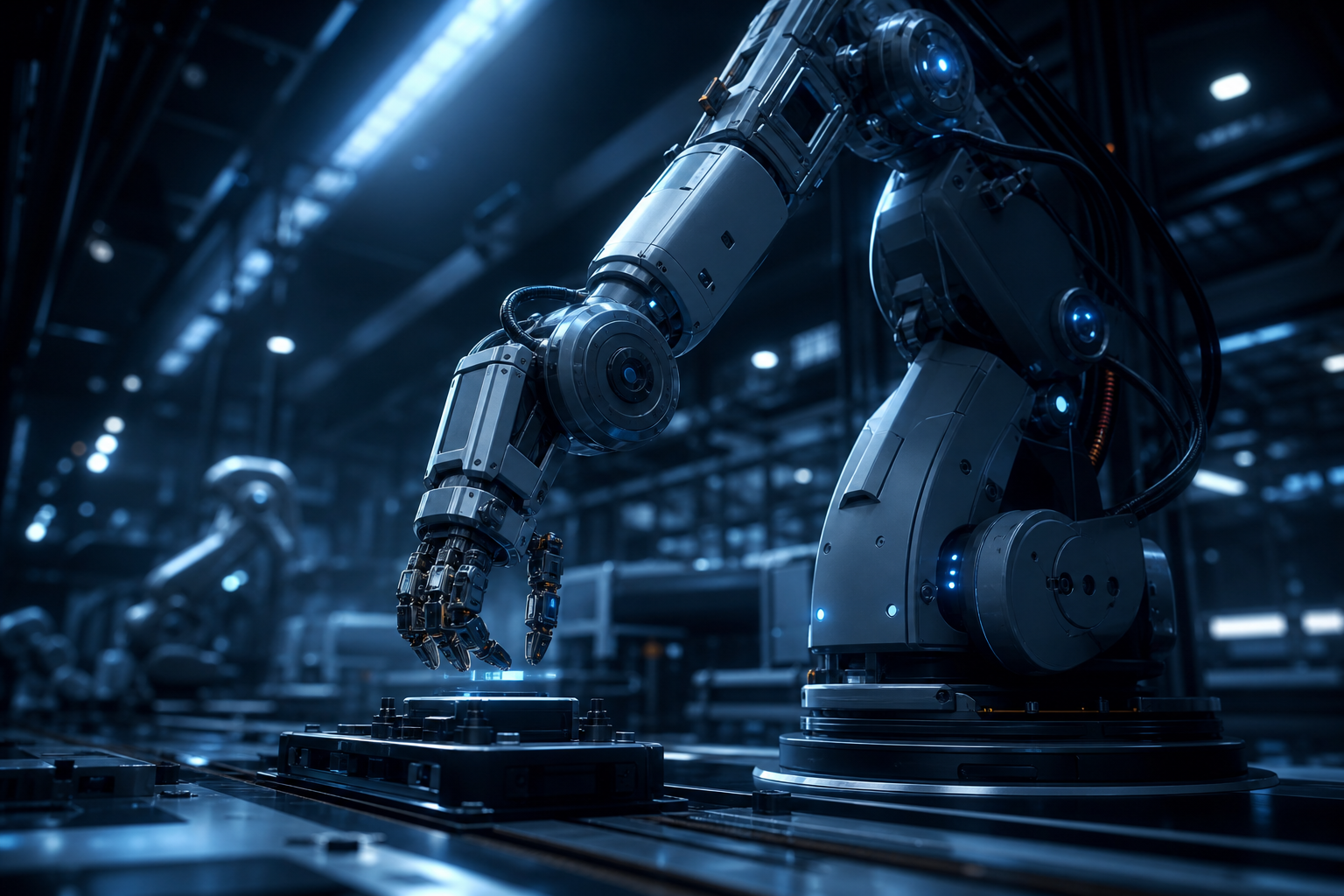 Industrial Robot Arm In Smart Factory Robots Wallpaper  4 4K