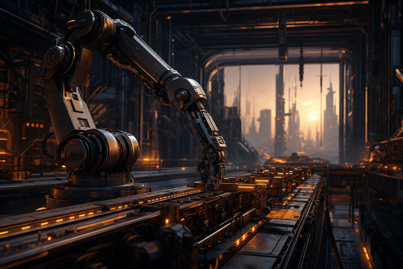 Industrial Robot Arm In Smart Factory Robots Wallpaper  4 4K