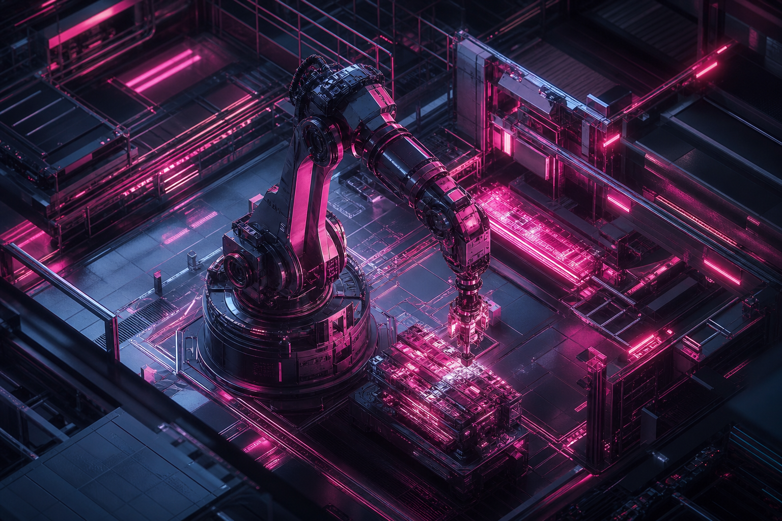 Industrial Robot Arm In Smart Factory Robots Wallpaper  4 4K