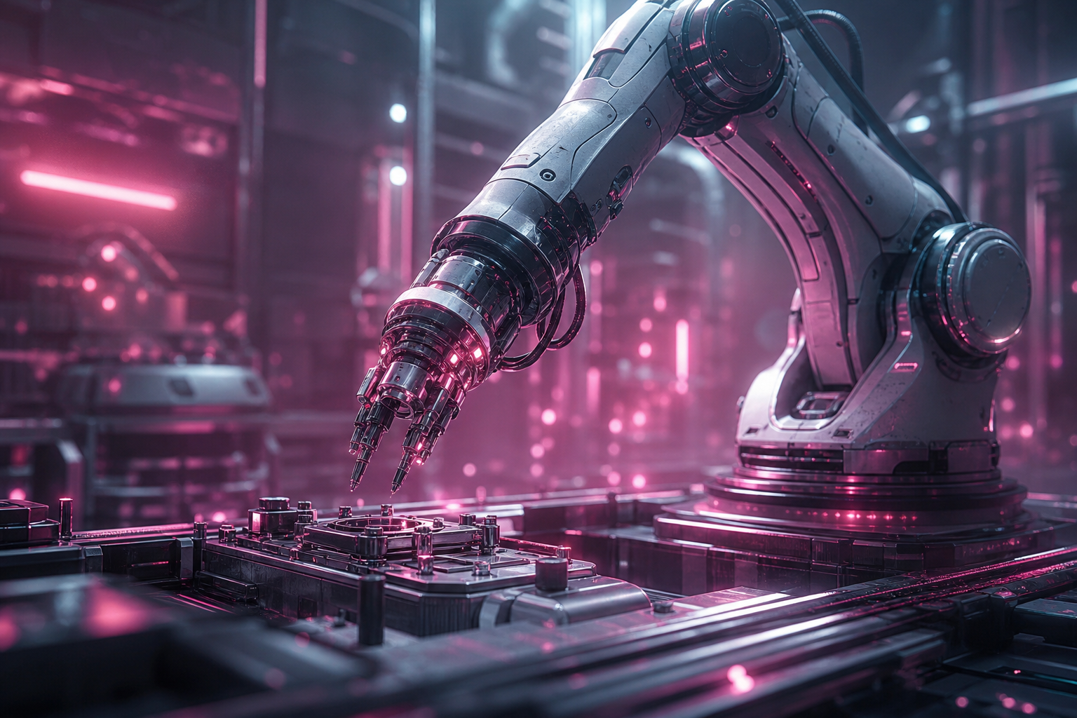 Industrial Robot Arm In Smart Factory Robots Wallpaper  4 4K