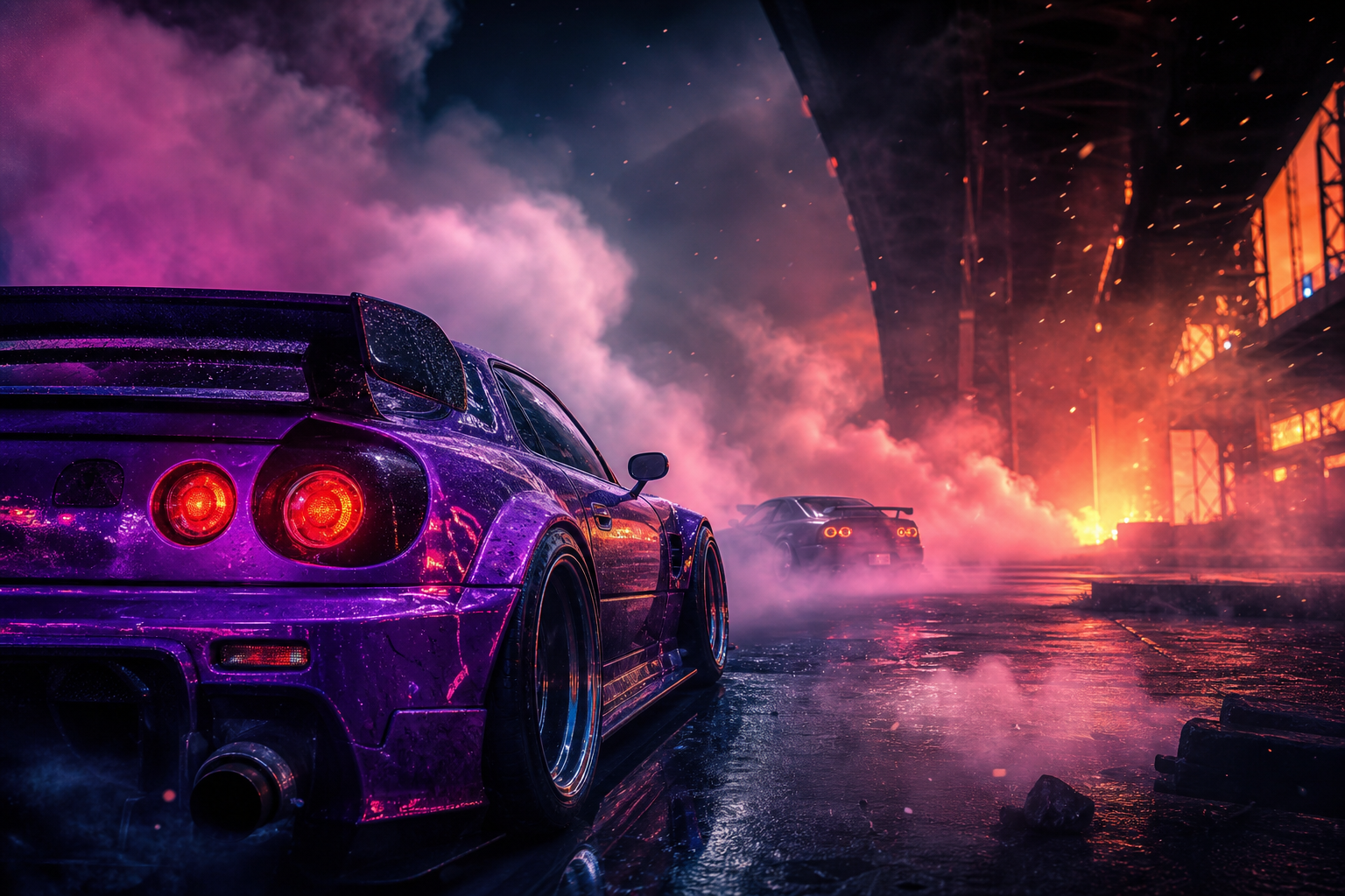 Jdm Drift Car Neon Smoke Cars Wallpaper  7 4K