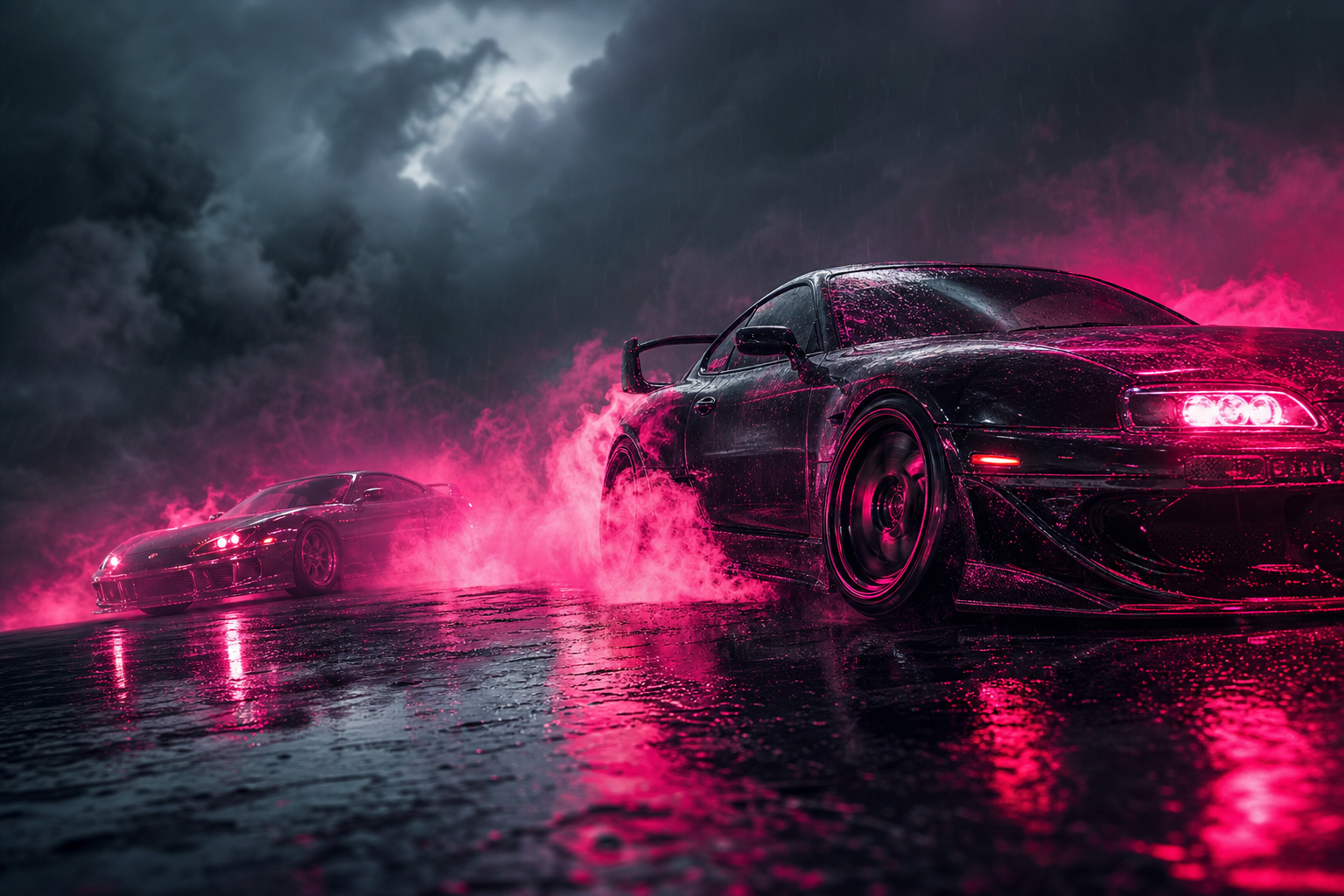 Jdm Drift Car Neon Smoke Cars Wallpaper  7 4K