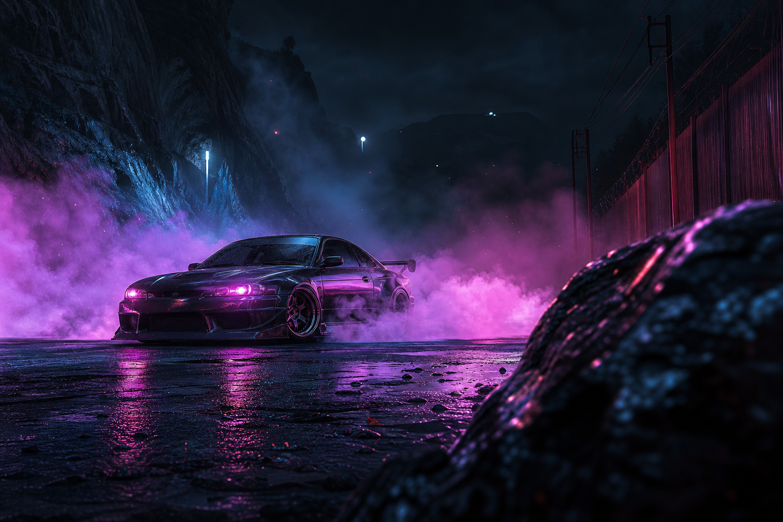 Jdm Drift Car Neon Smoke Cars Wallpaper  7 4K