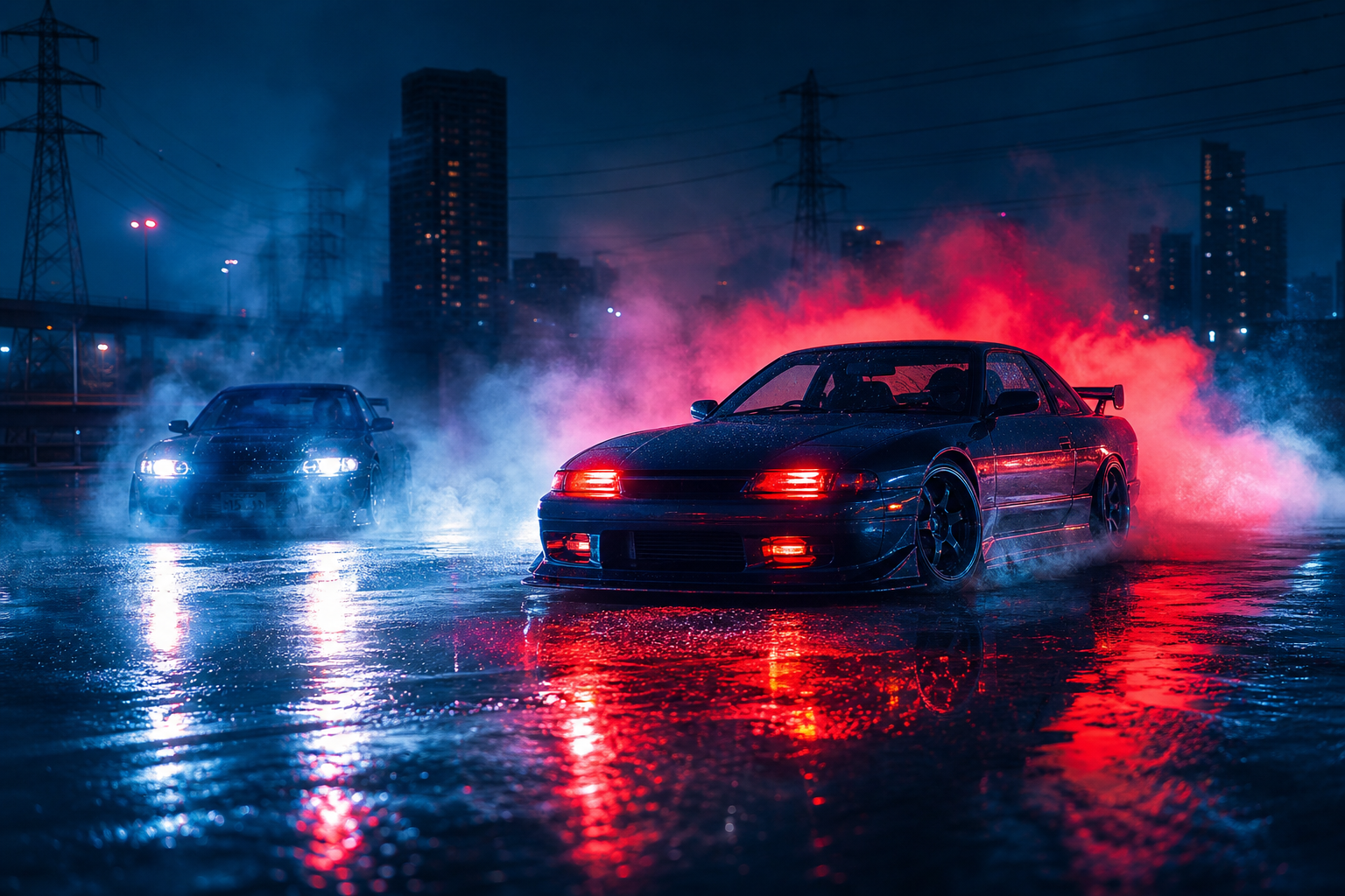 Jdm Drift Car Neon Smoke Cars Wallpaper  7 4K