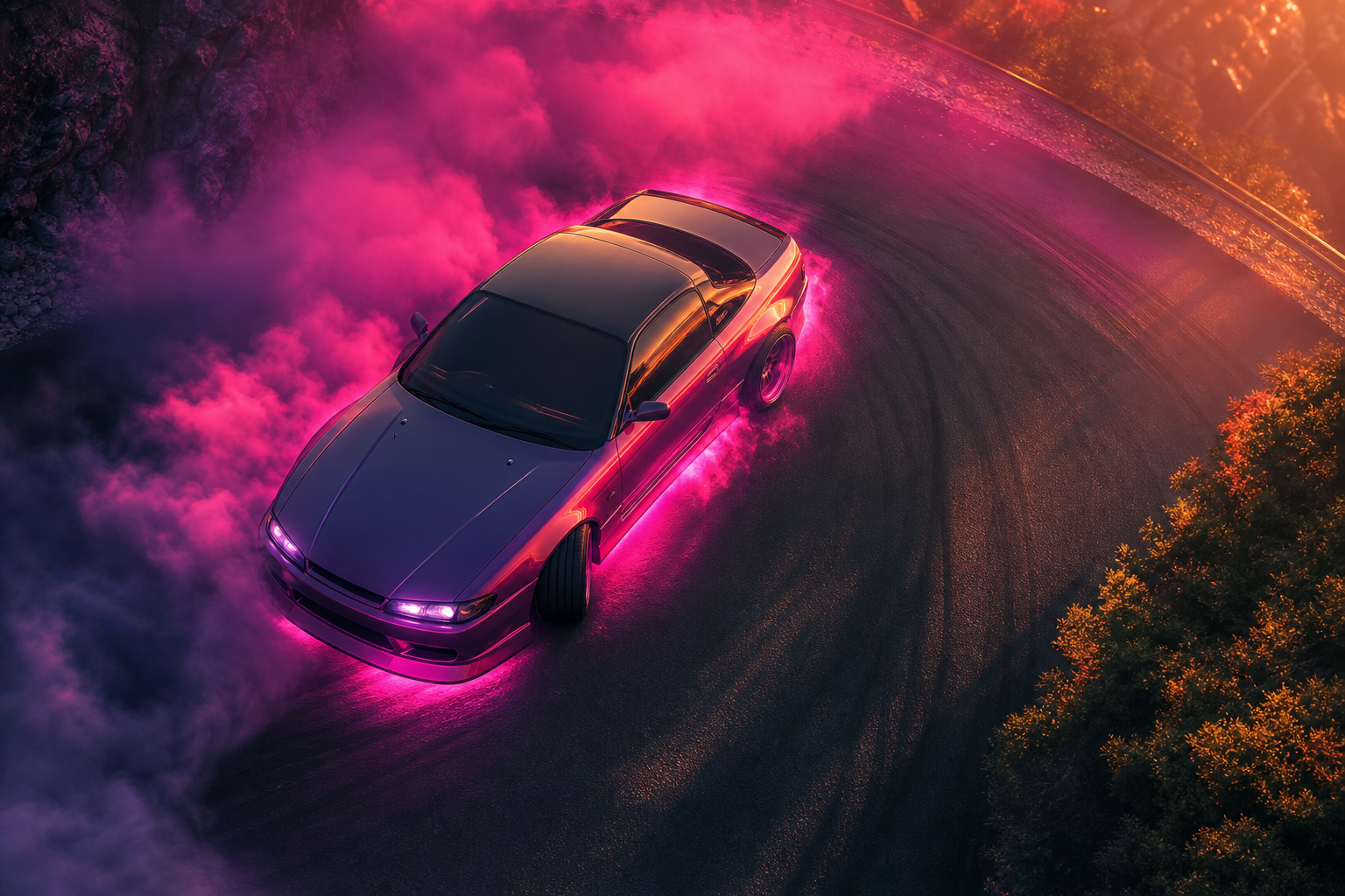 Jdm Drift Car Neon Smoke Cars Wallpaper  7 4K