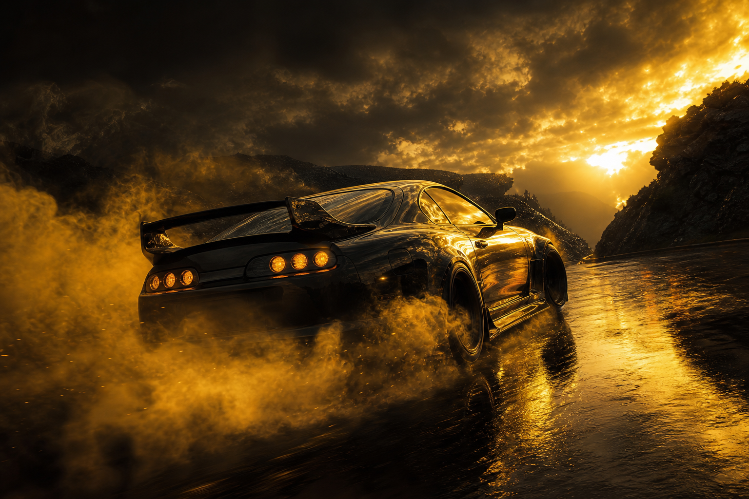 Jdm Drift Car Neon Smoke Cars Wallpaper  7 4K