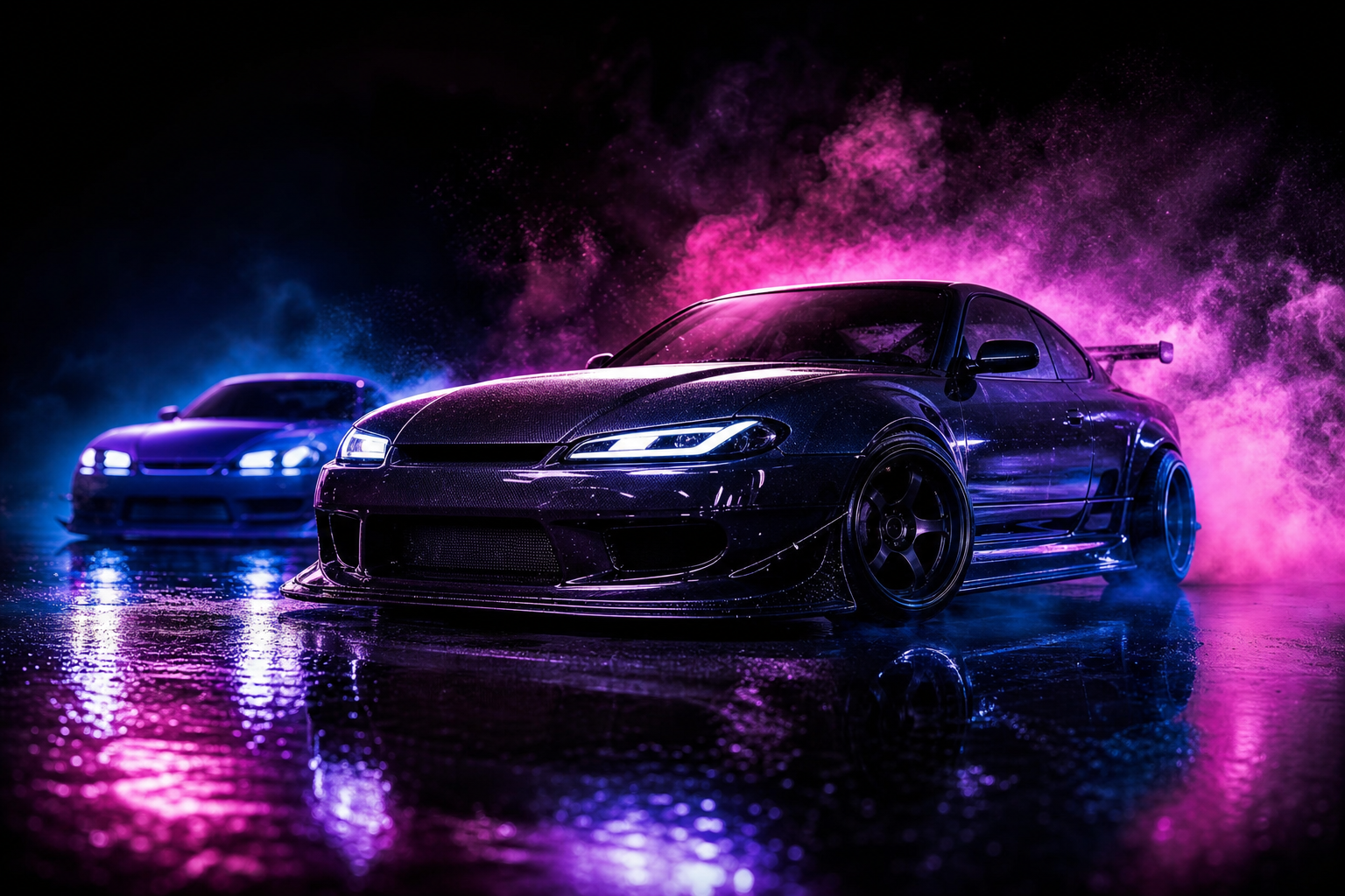 Jdm Drift Car Neon Smoke Cars Wallpaper  7 4K