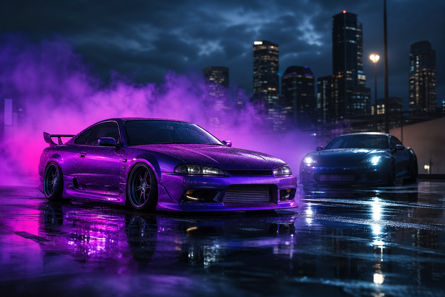 Jdm Drift Car Neon Smoke Cars Wallpaper  7 4K