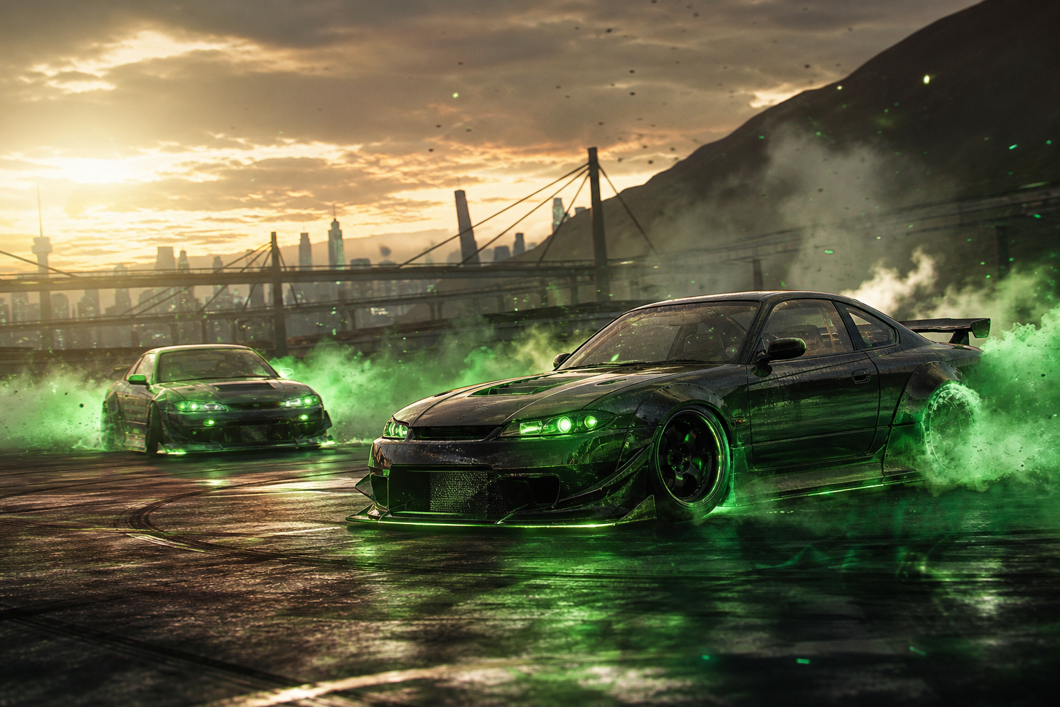 Jdm Drift Car Neon Smoke Cars Wallpaper  7 4K