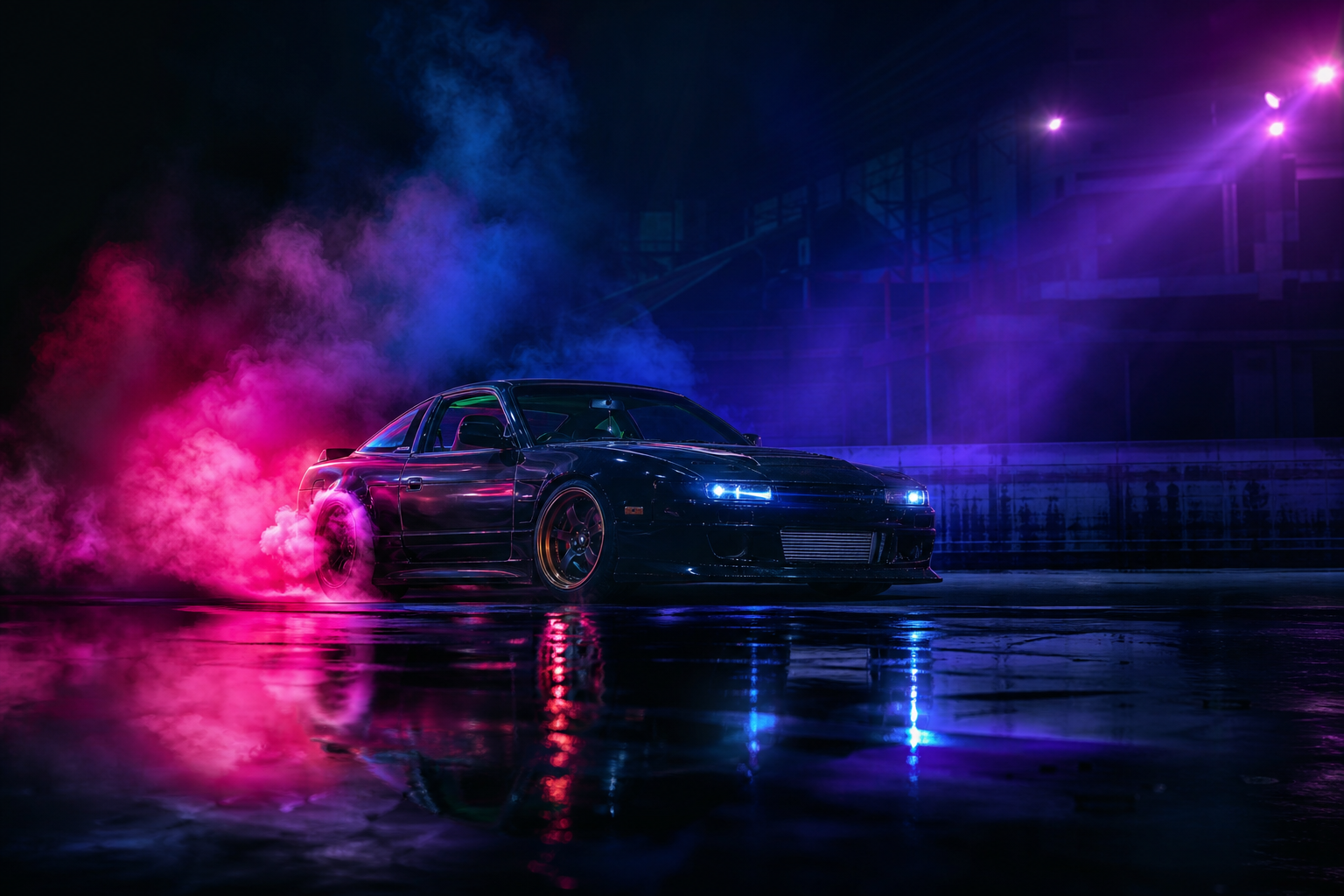 Jdm Drift Car Neon Smoke Cars Wallpaper  7 4K