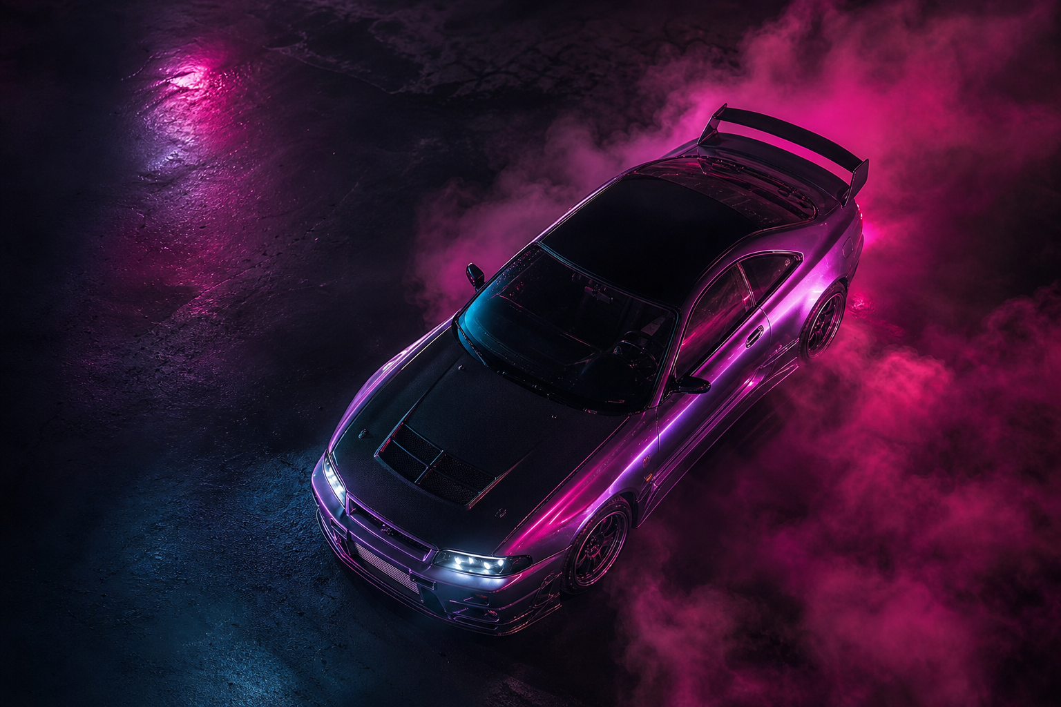 Jdm Drift Car Neon Smoke Cars Wallpaper  7 4K