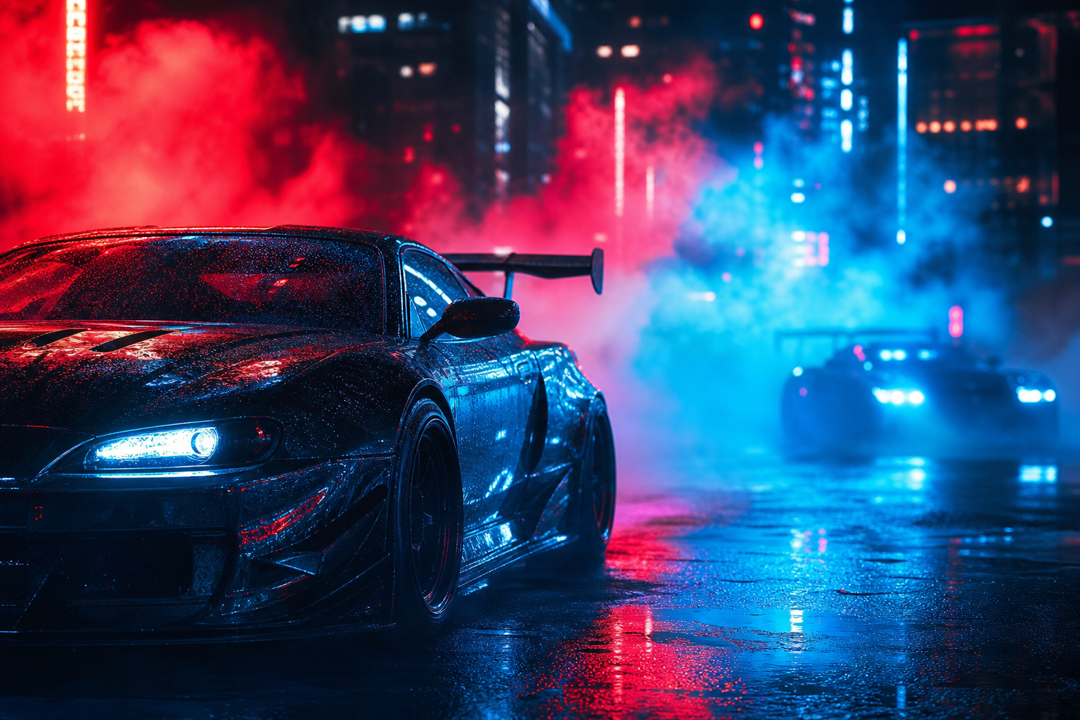 Jdm Drift Car Neon Smoke Cars Wallpaper  7 4K