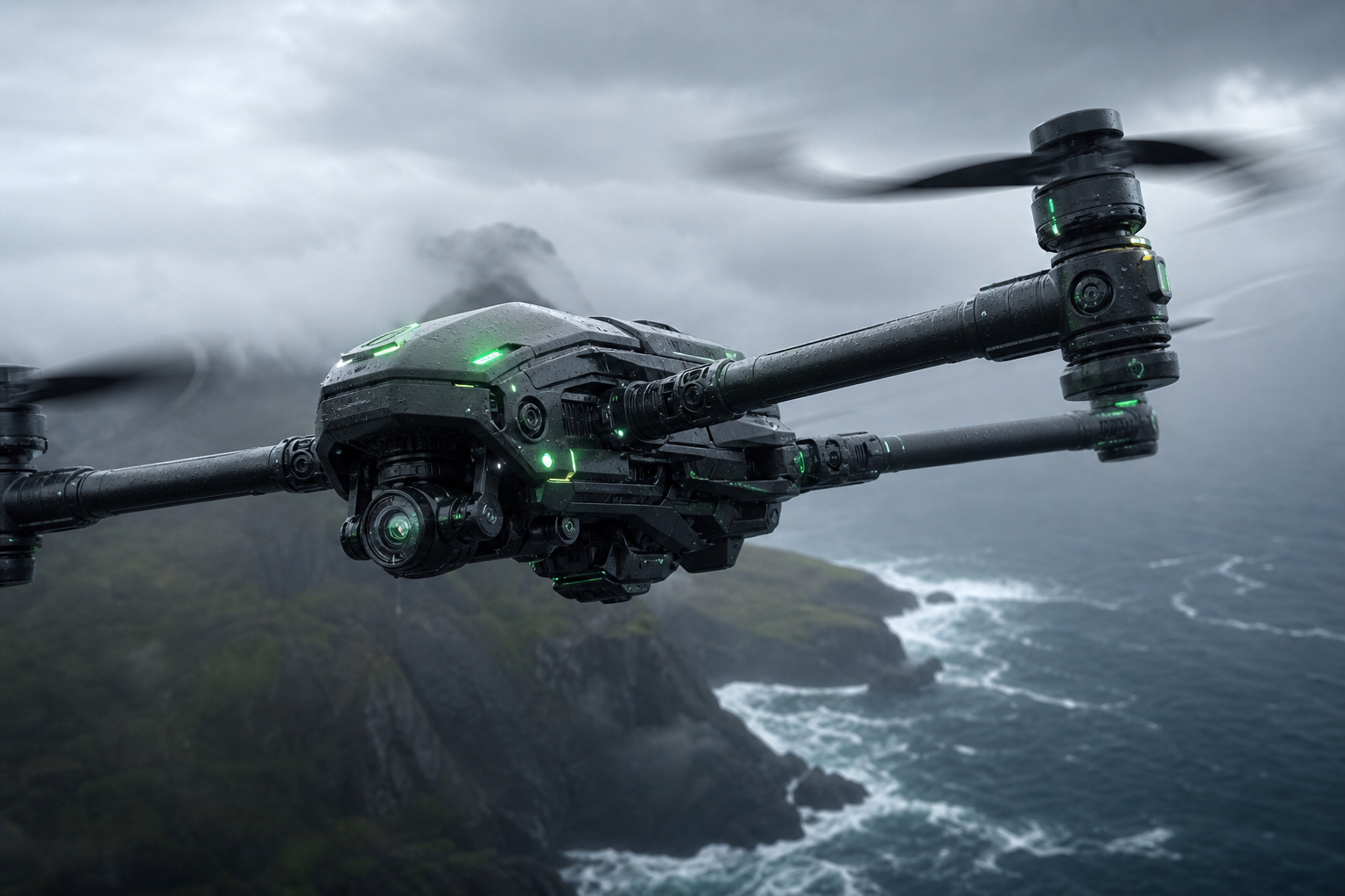 Long Range Drone Over Ocean Drone Wallpaper  3 4K
