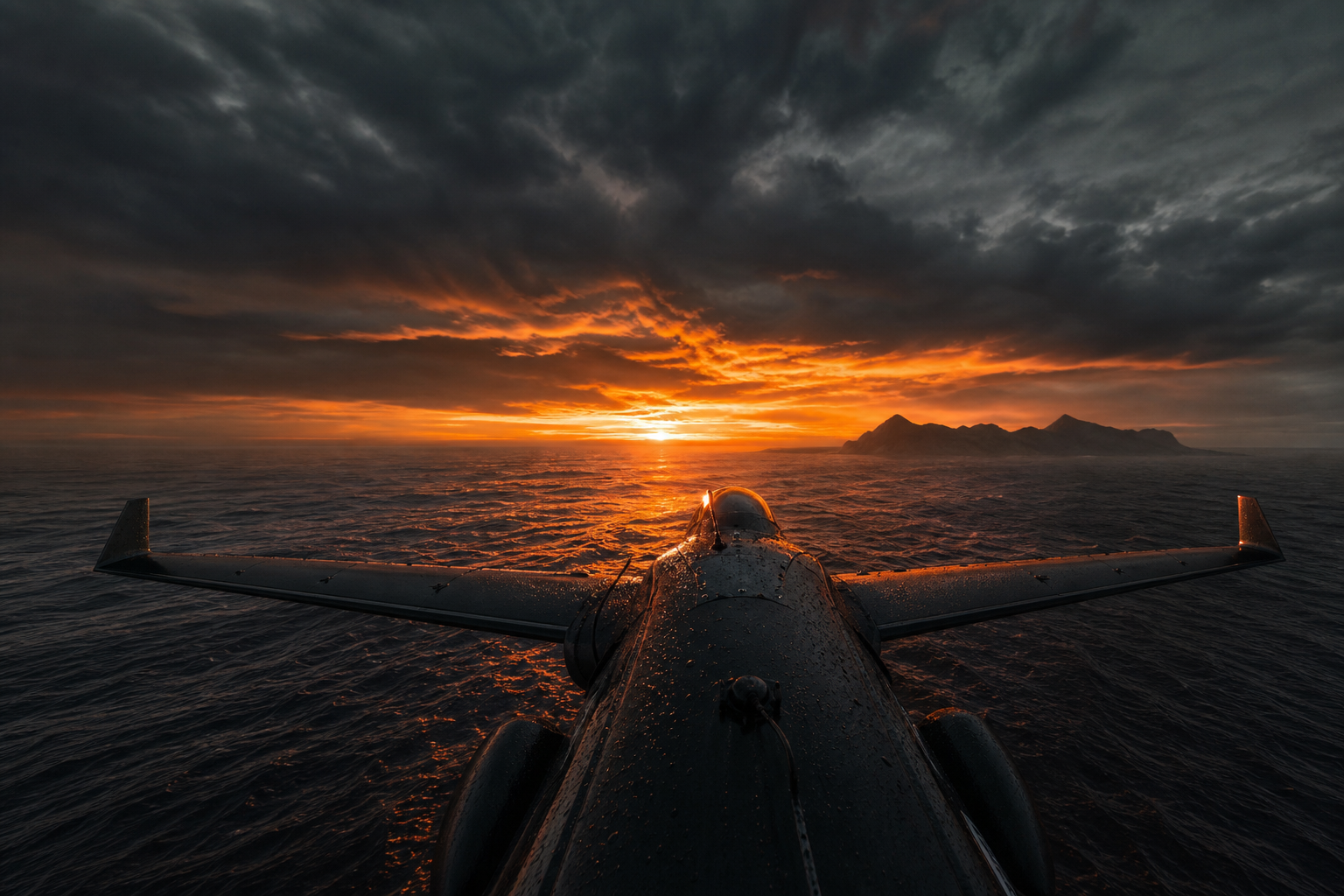 Long Range Drone Over Ocean Drone Wallpaper  3 4K