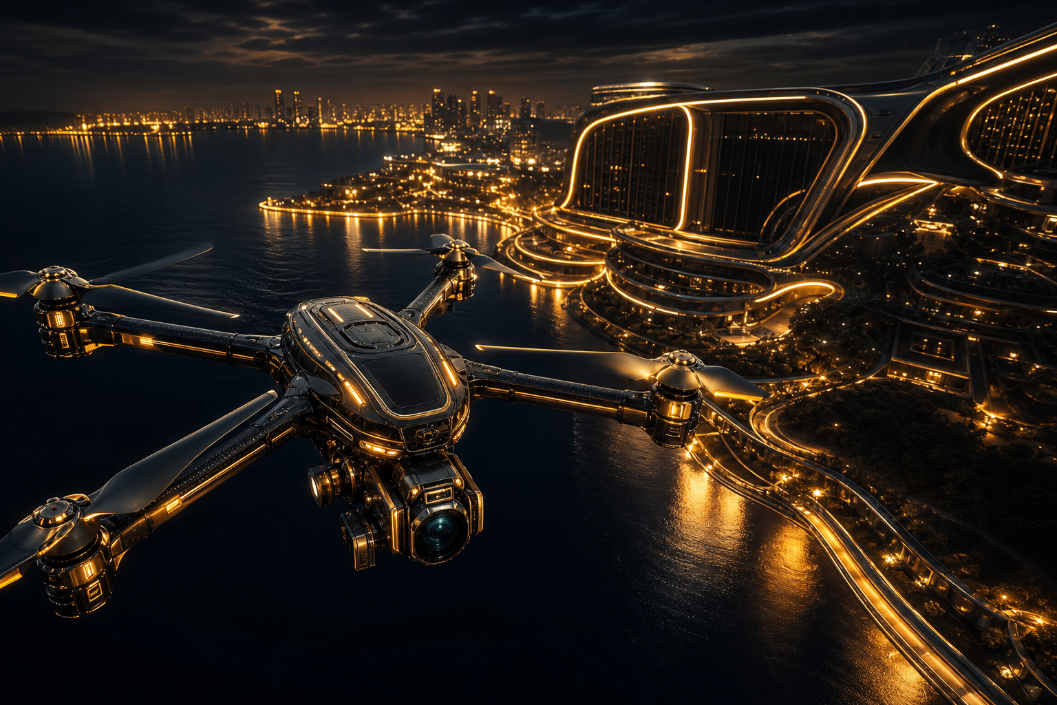 Long Range Drone Over Ocean Drone Wallpaper  3 4K