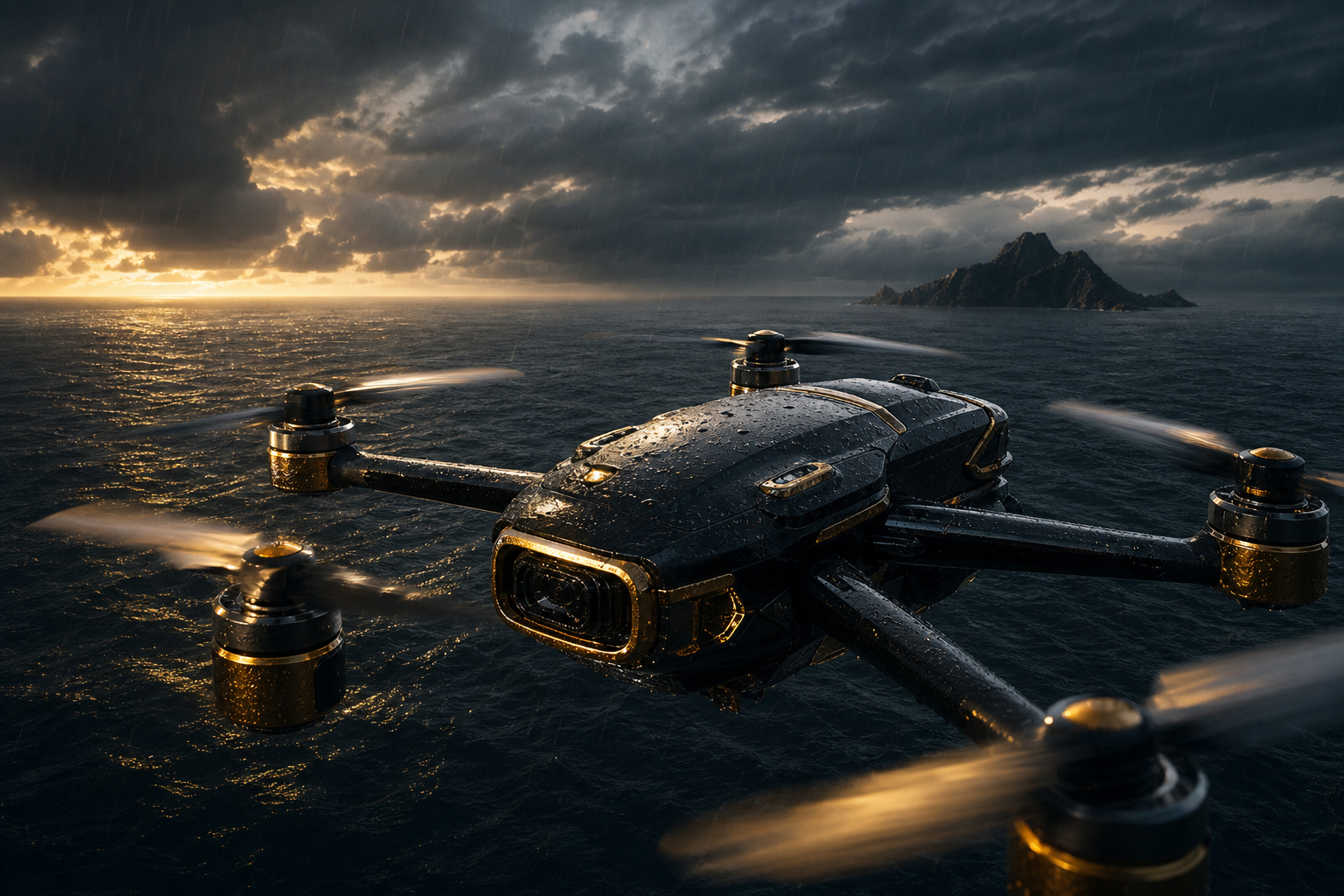 Long Range Drone Over Ocean Drone Wallpaper  3 4K