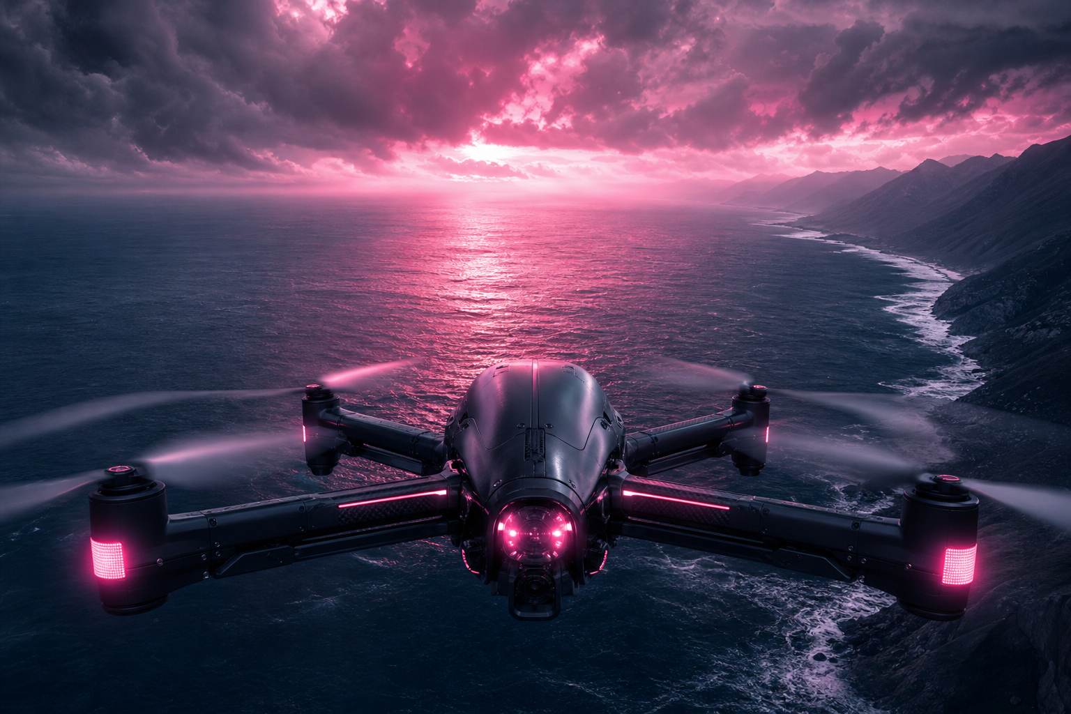 Long Range Drone Over Ocean Drone Wallpaper  3 4K