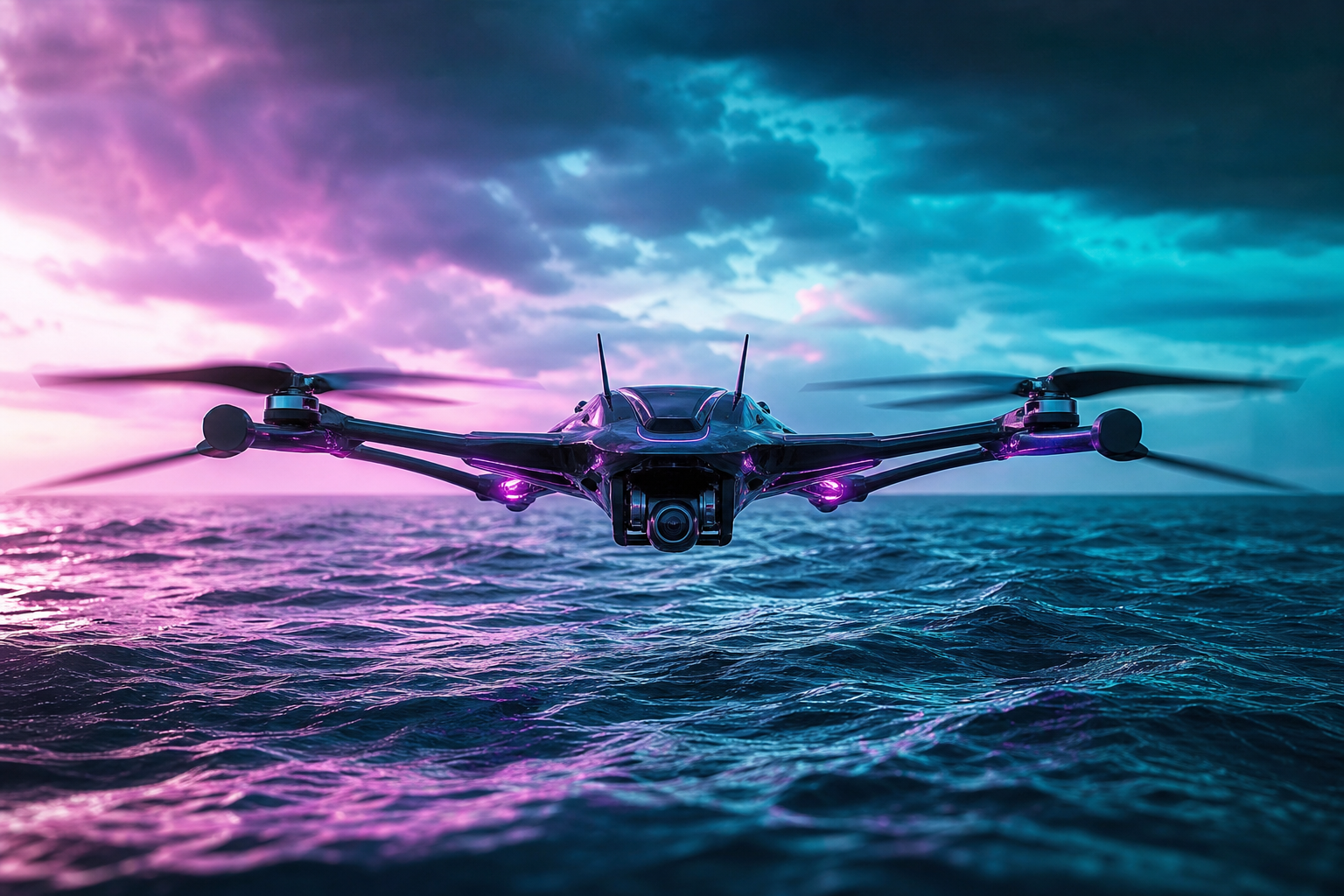 Long Range Drone Over Ocean Drone Wallpaper  3 4K