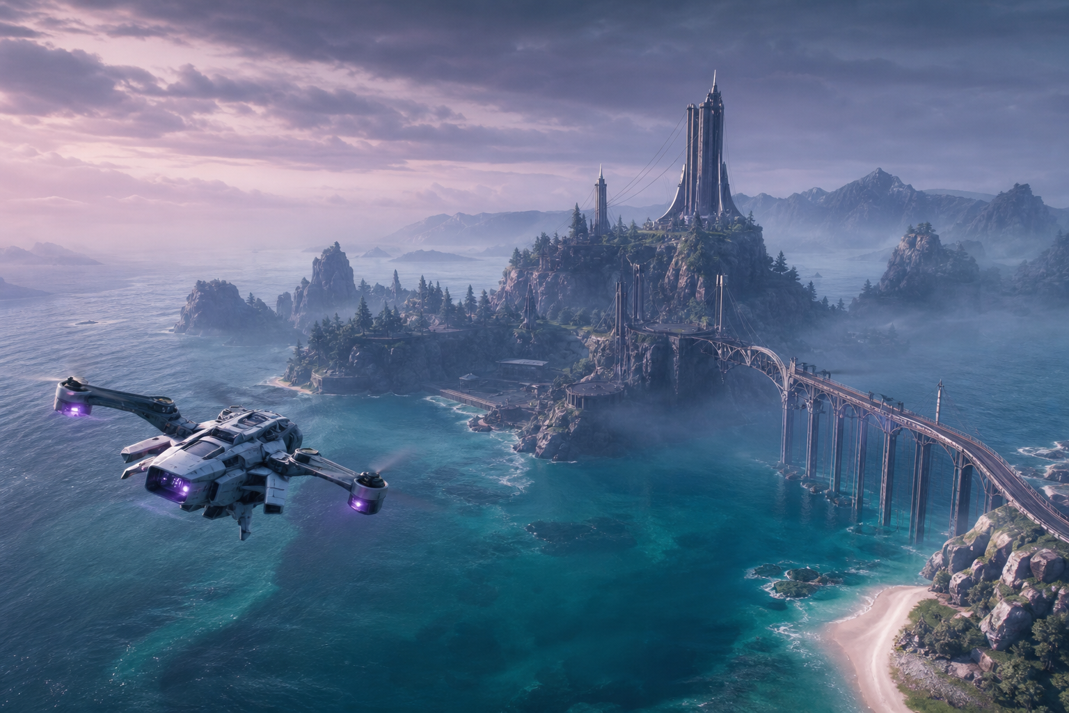 Long Range Drone Over Ocean Drone Wallpaper  3 4K