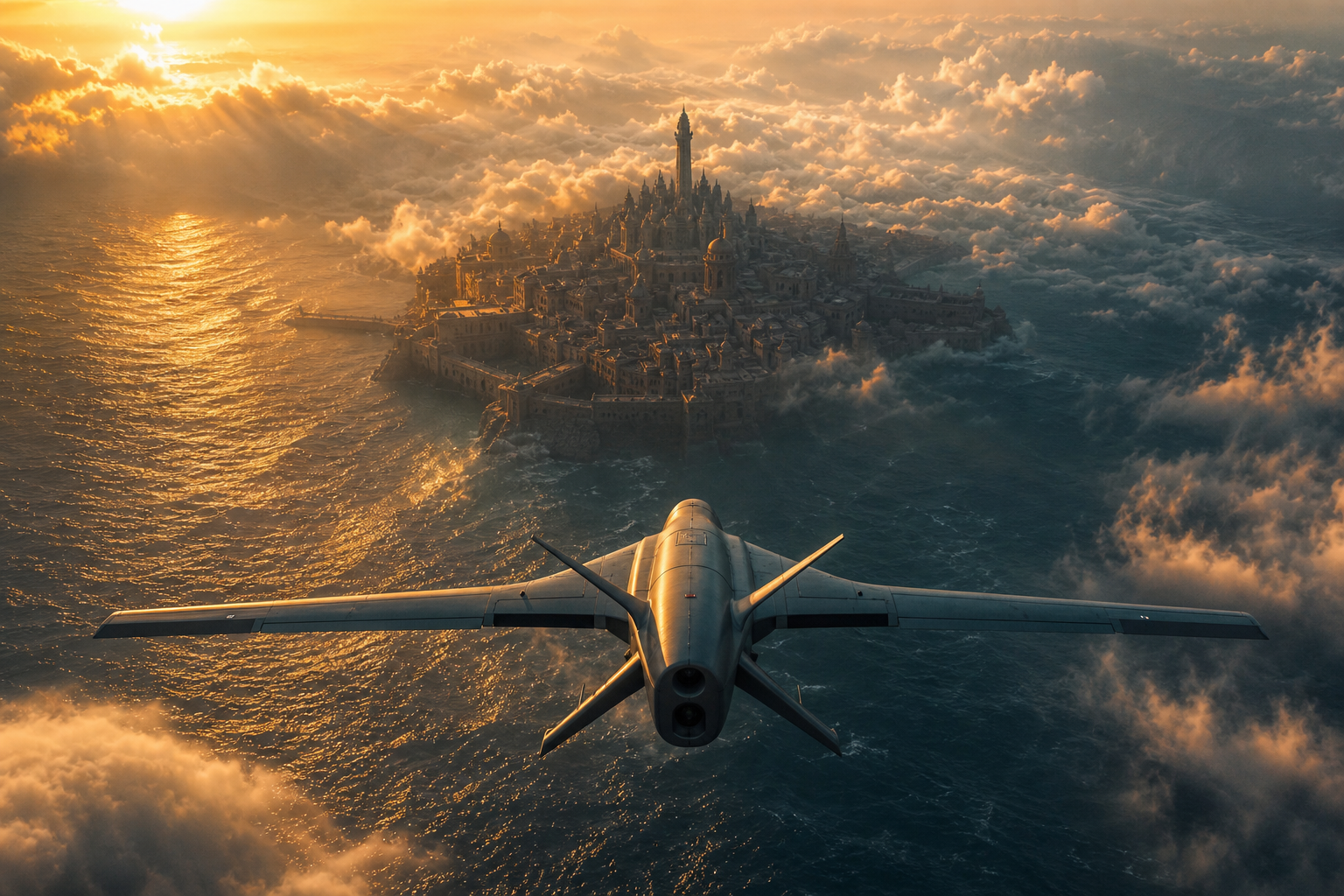 Long Range Drone Over Ocean Drone Wallpaper  3 4K