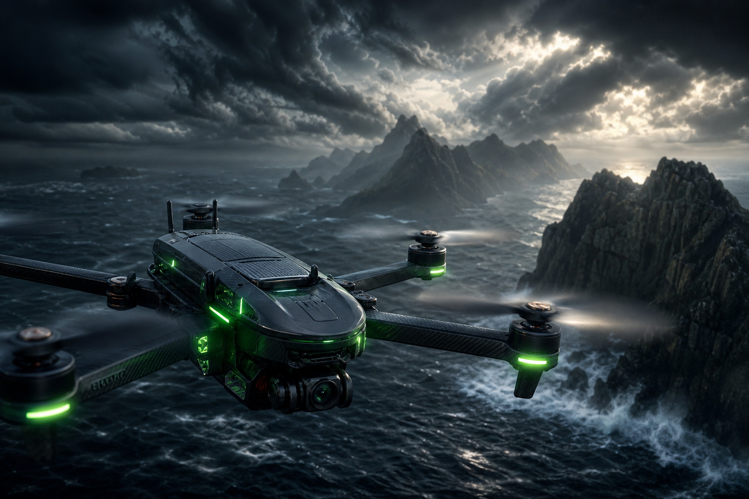 Long Range Drone Over Ocean Drone Wallpaper  3 4K