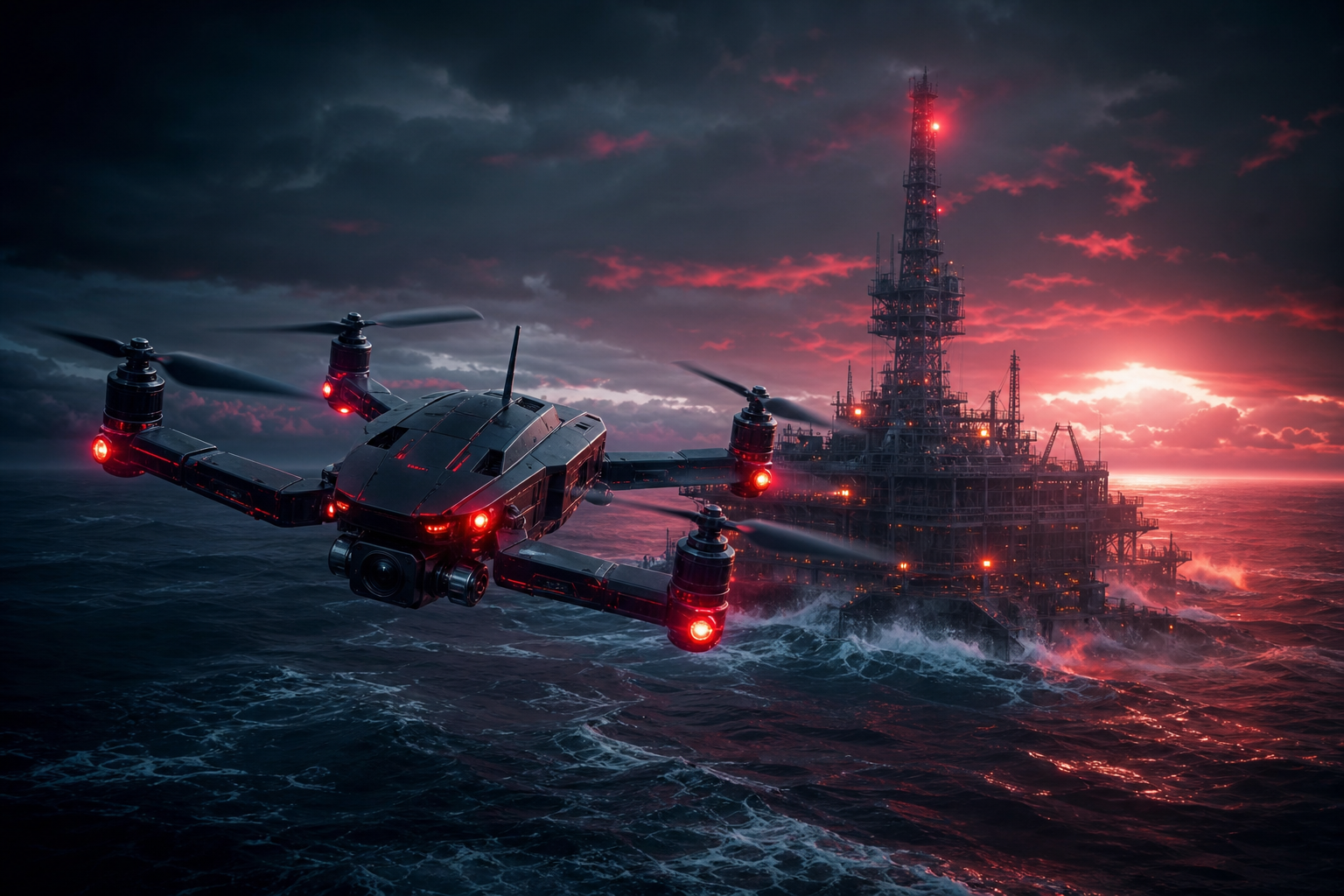 Long Range Drone Over Ocean Drone Wallpaper  3 4K