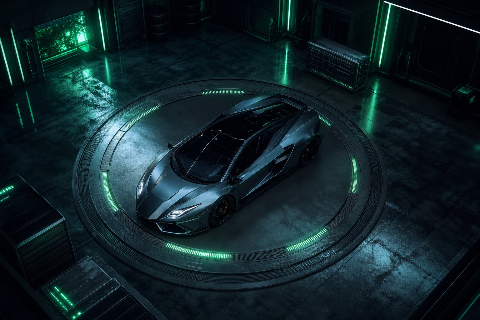 Luxury Supercar In Cyberpunk Garage Cars Wallpaper  3 4K