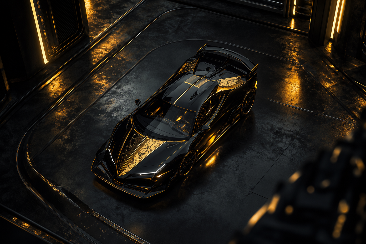 Luxury Supercar In Cyberpunk Garage Cars Wallpaper  3 4K