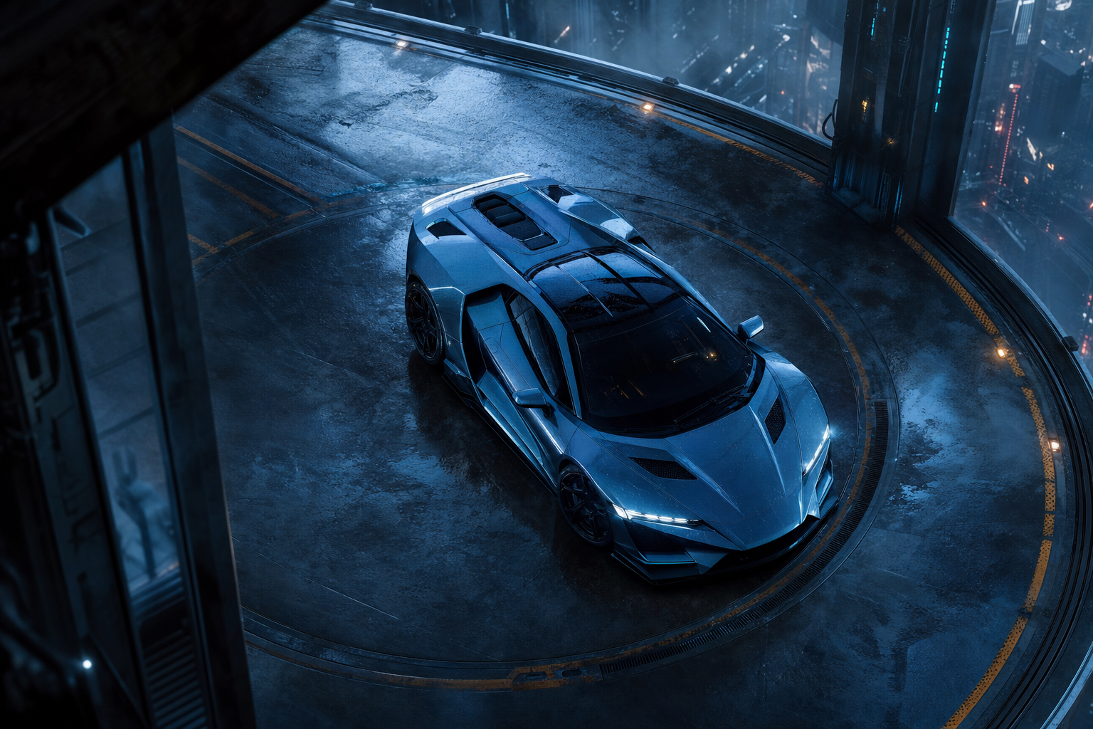 Luxury Supercar In Cyberpunk Garage Cars Wallpaper  3 4K
