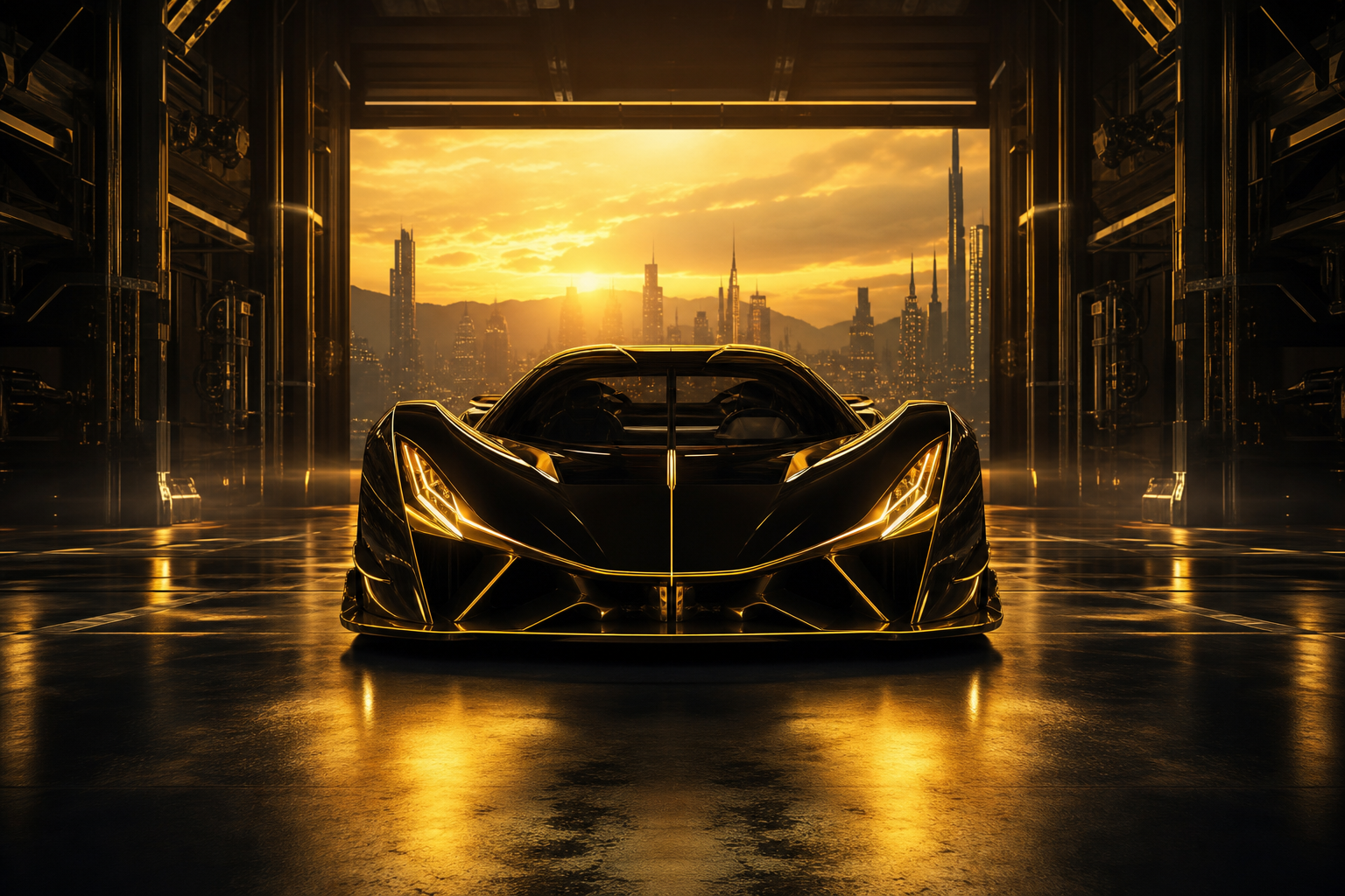 Luxury Supercar In Cyberpunk Garage Cars Wallpaper  3 4K