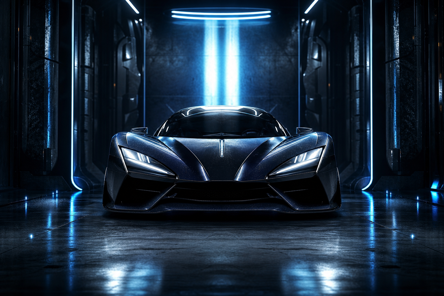 Luxury Supercar In Cyberpunk Garage Cars Wallpaper  3 4K