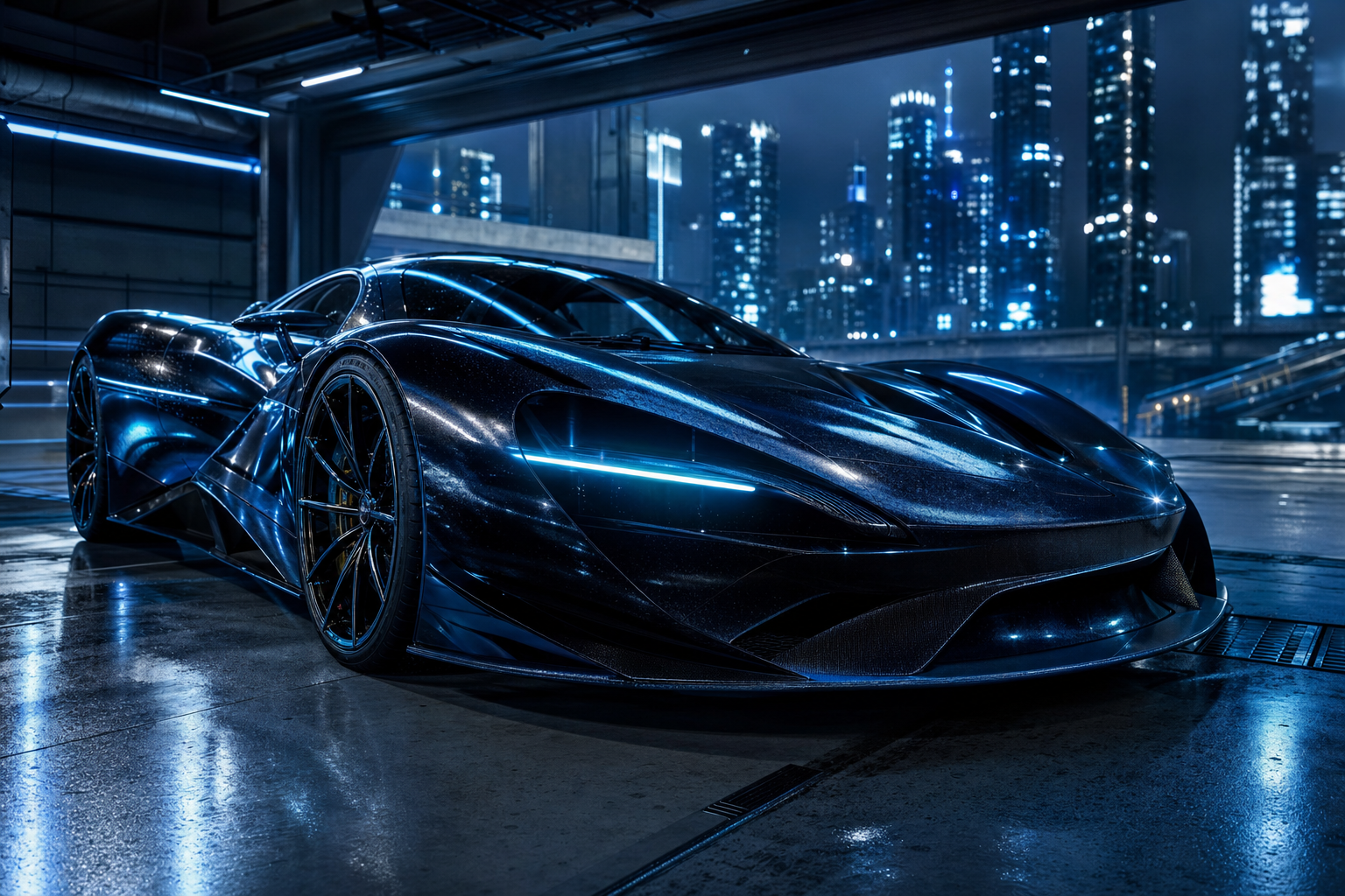 Luxury Supercar In Cyberpunk Garage Cars Wallpaper  3 4K