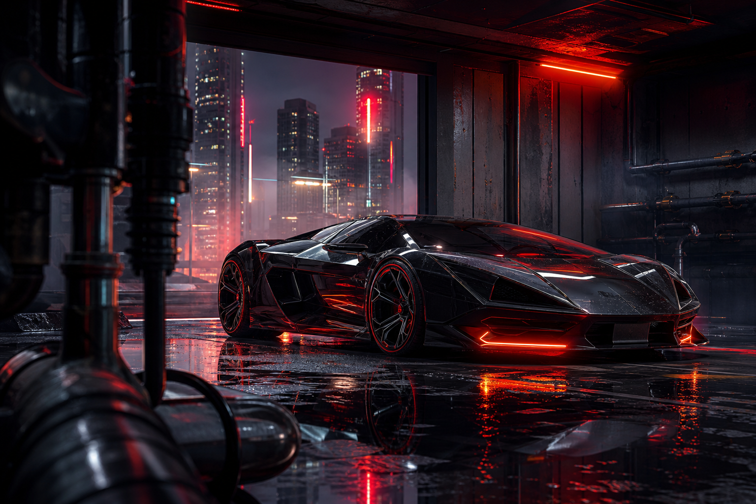 Luxury Supercar In Cyberpunk Garage Cars Wallpaper 3 4K 16 4K Cars Wallpaper