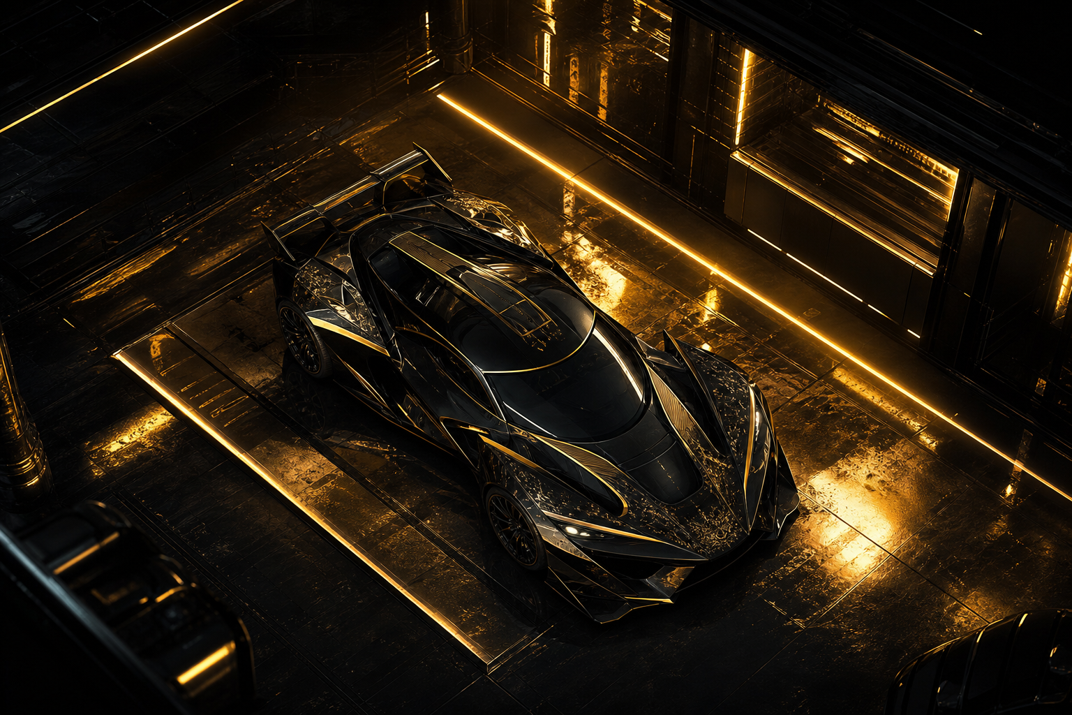 Luxury Supercar In Cyberpunk Garage Cars Wallpaper  3 4K