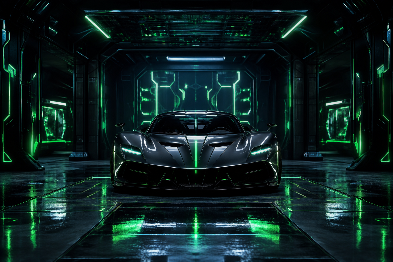 Luxury Supercar In Cyberpunk Garage Cars Wallpaper  3 4K