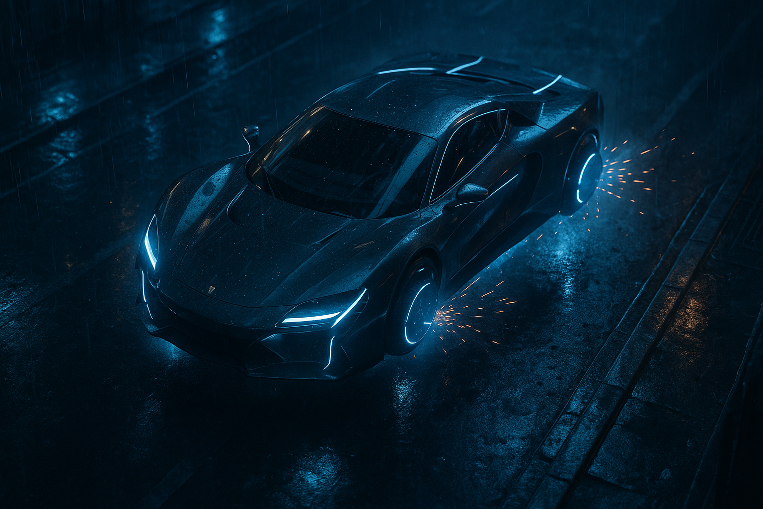 Luxury Supercar In Cyberpunk Garage Cars Wallpaper  3 4K